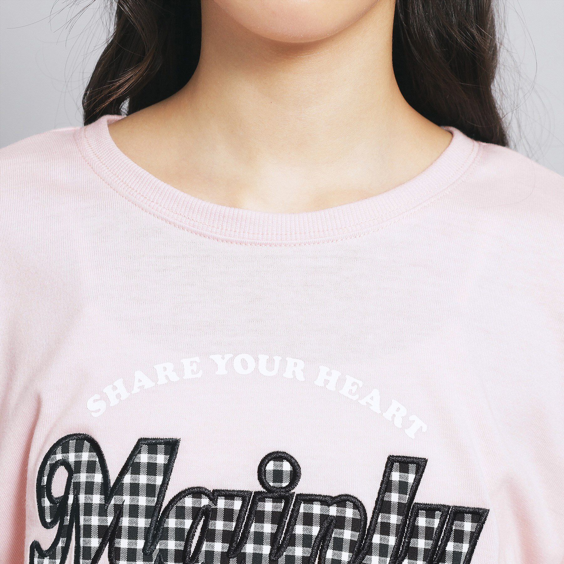 PINK-latte「ギンガムアップリケTシャツ」|Tシャツ・カットソー|