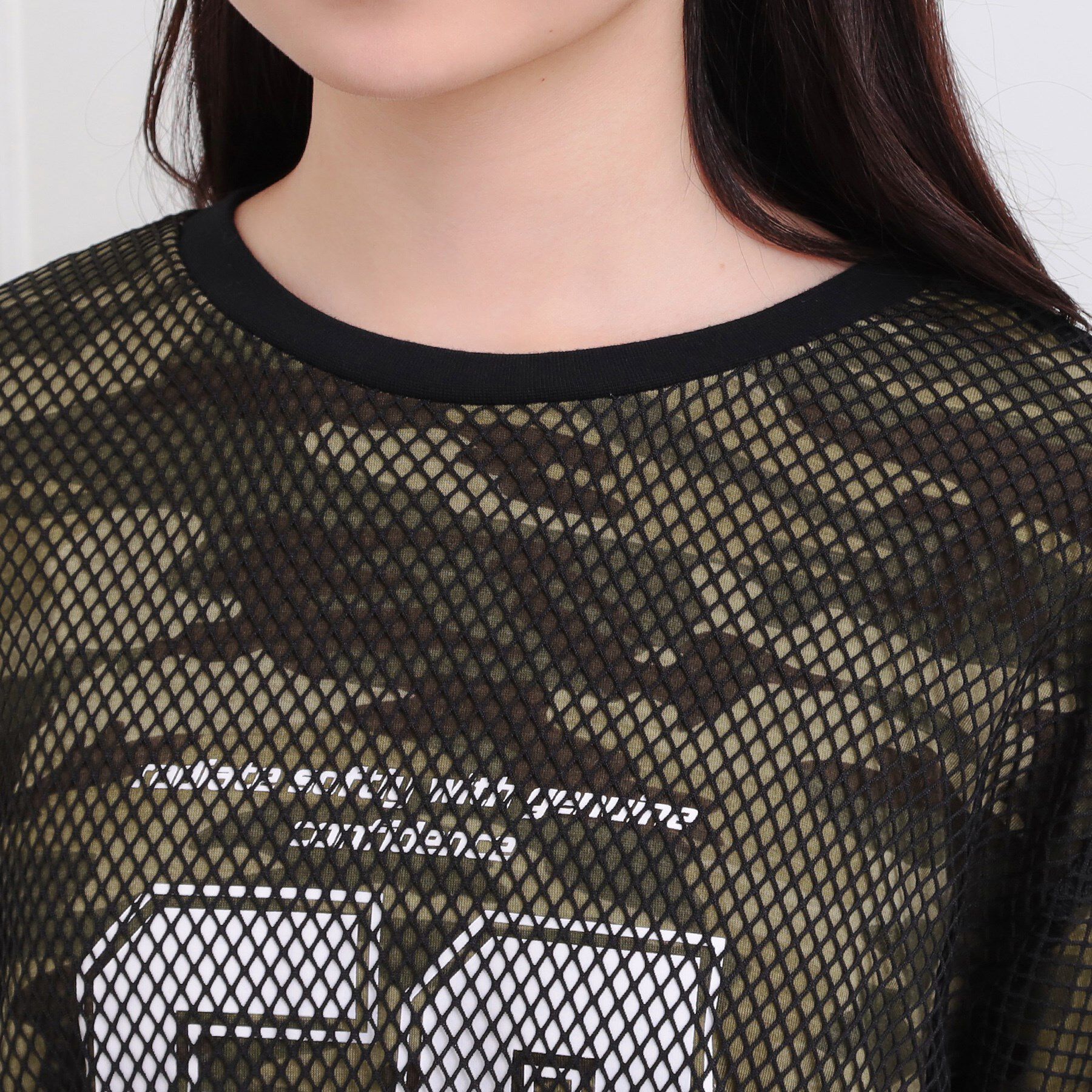 PINK-latte「メッシュレイヤード風ロングT」|Tシャツ・カットソー|