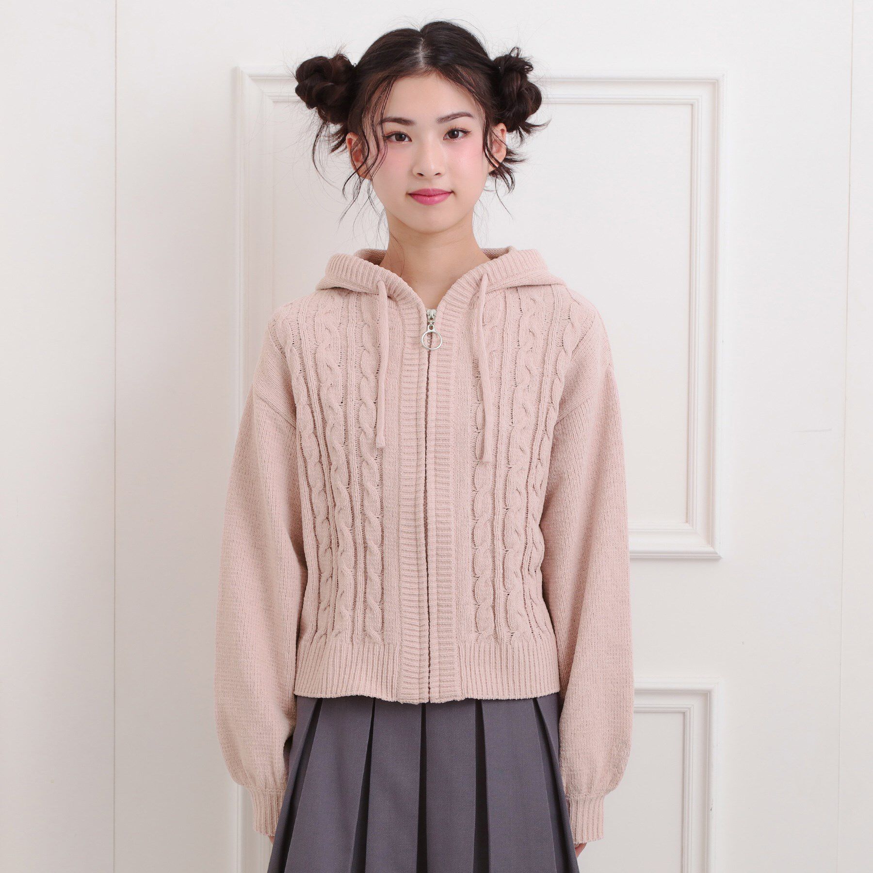PINK-latte「モールニットケーブルカーディガン」|カーディガン|
