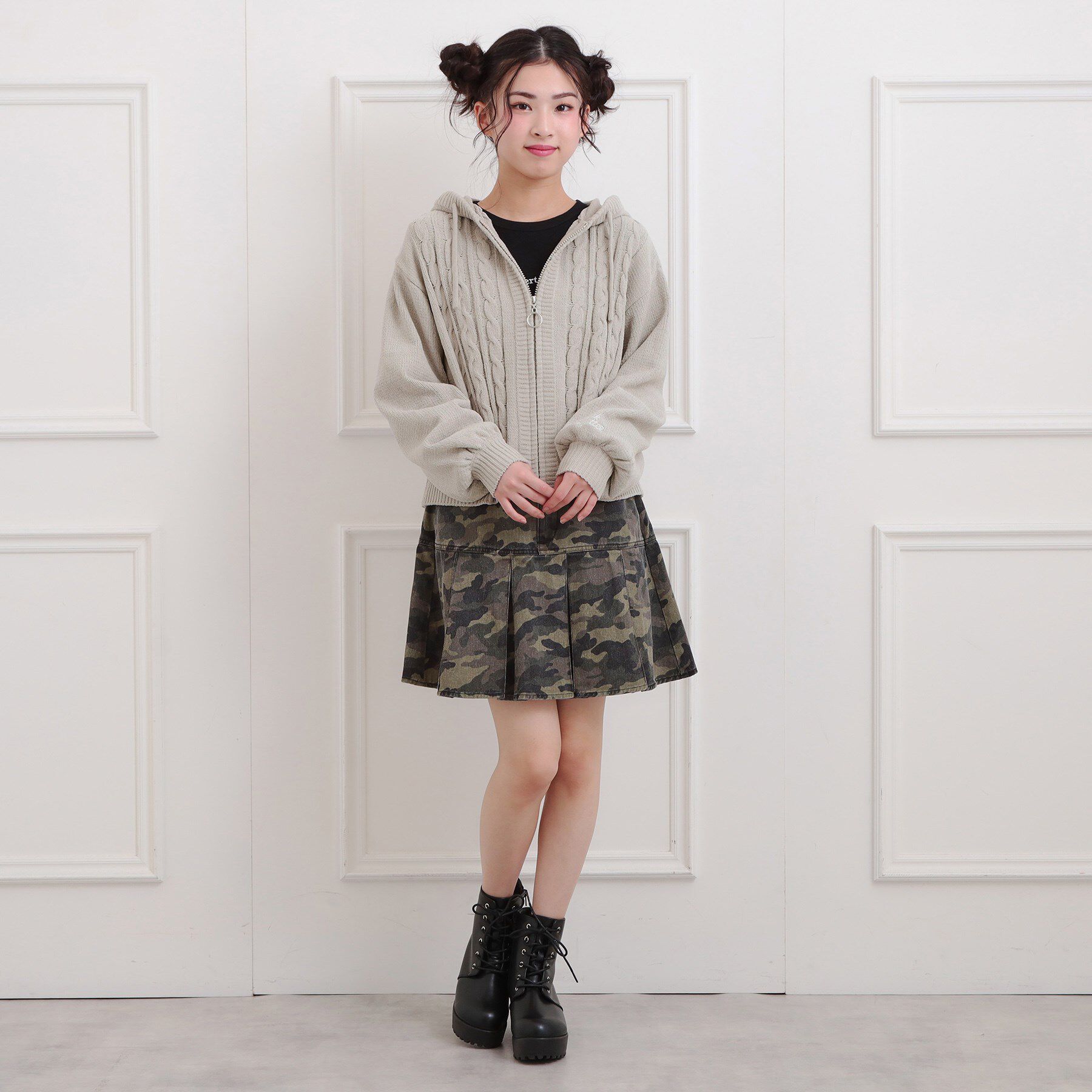 PINK-latte「モールニットケーブルカーディガン」|カーディガン|