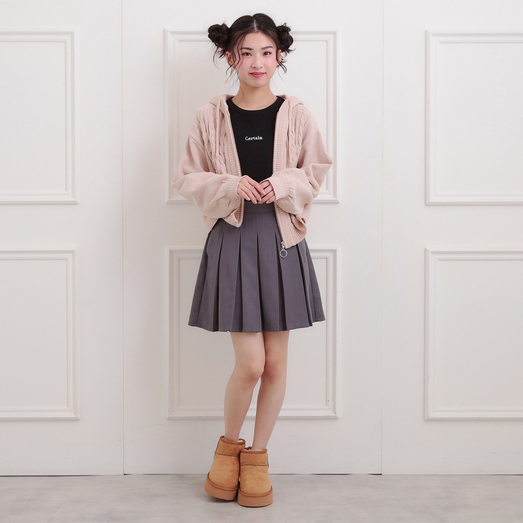 PINK-latte「モールニットケーブルカーディガン」|カーディガン|