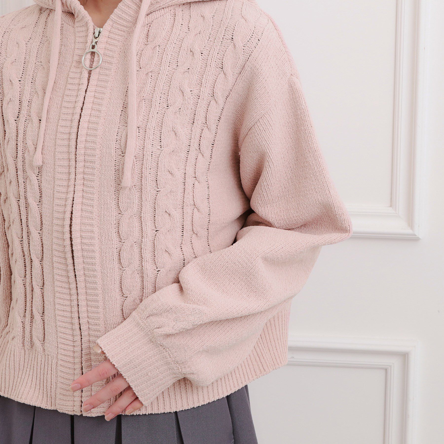 PINK-latte「モールニットケーブルカーディガン」|カーディガン|