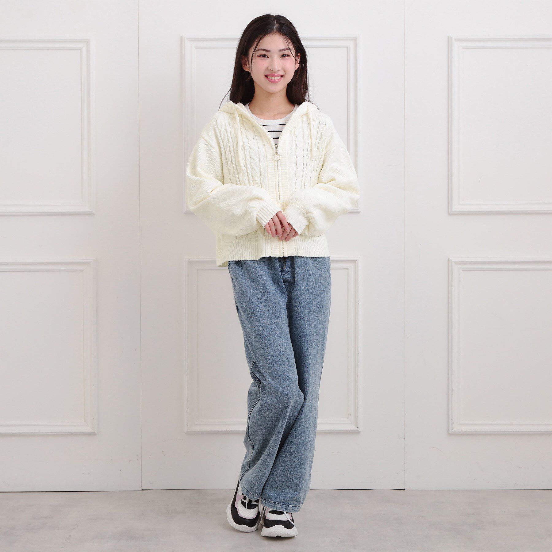 PINK-latte「モールニットケーブルカーディガン」|カーディガン|