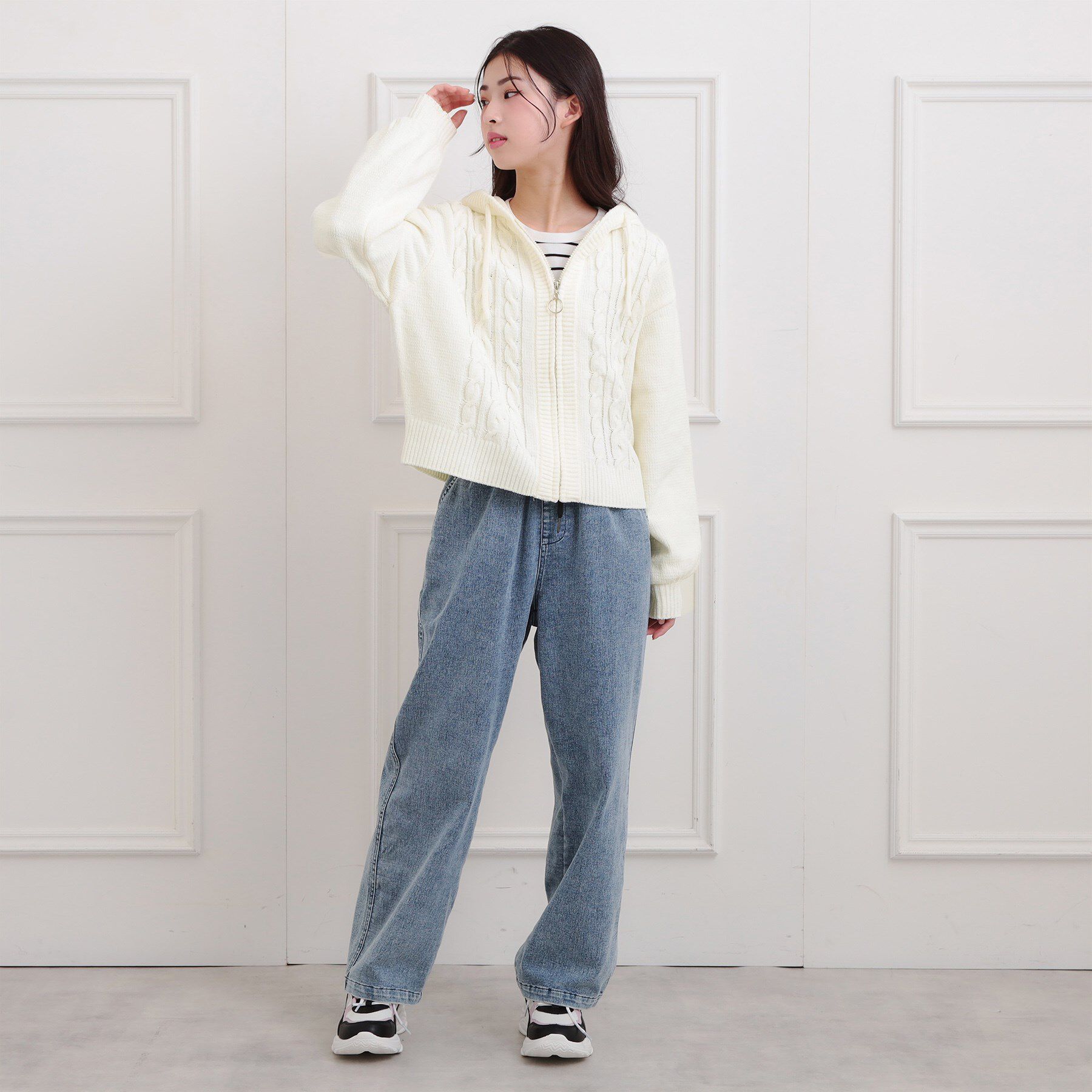 PINK-latte「モールニットケーブルカーディガン」|カーディガン|