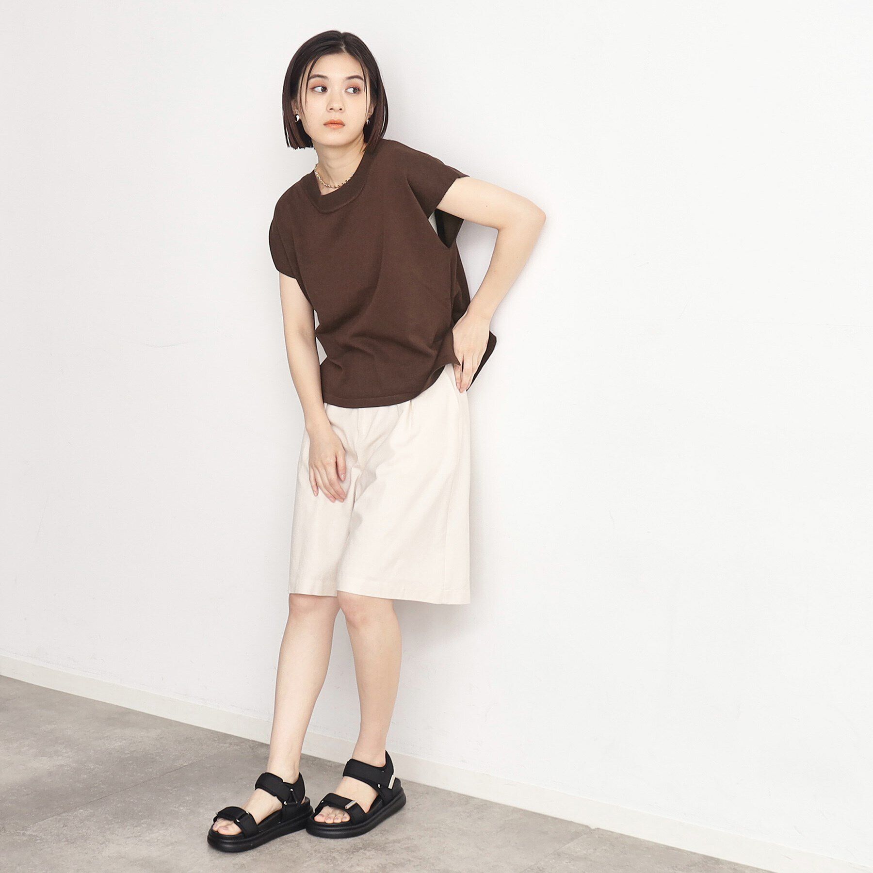 THE SHOP TK「【UVケア/さらりと柔らかい/洗える】フレンチスリーブニットTEE」|ニット・セーター|