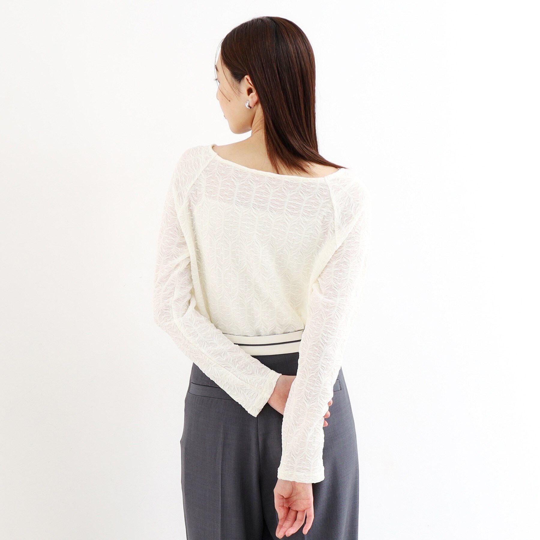 THE SHOP TK「【上品な透け感】ウェーブプルオーバー/洗濯機OK」|Tシャツ・カットソー|