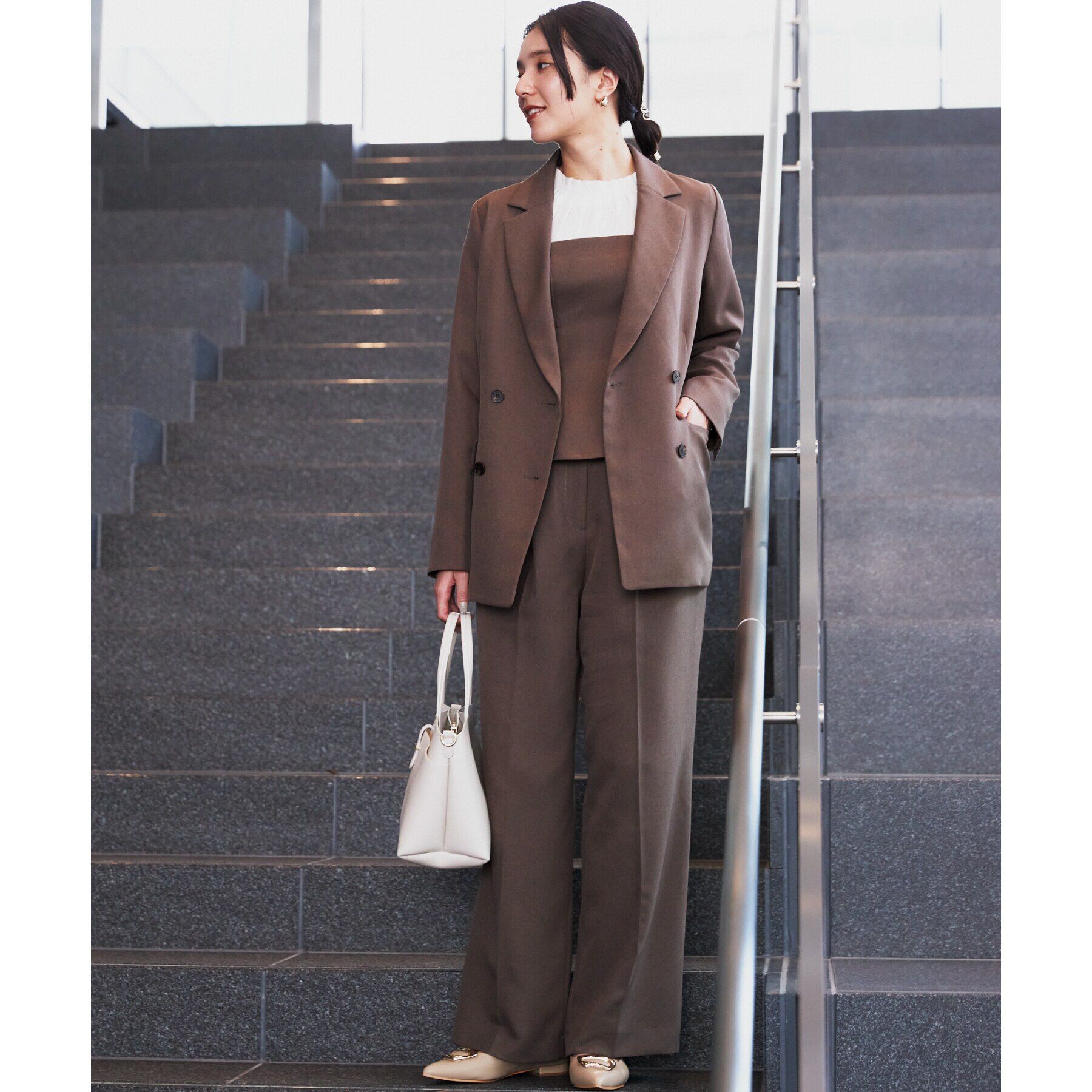 THE SHOP TK「【セットアップ可/洗える】パウダリーツイルワイドパンツ」|その他|