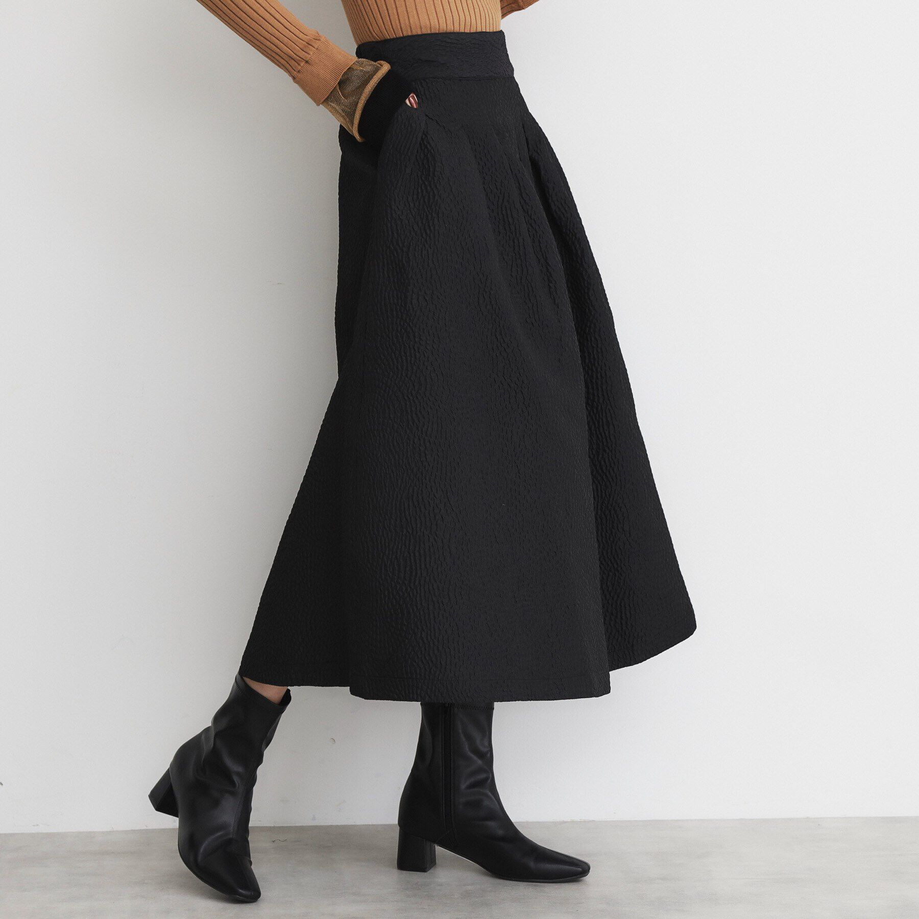 THE SHOP TK「ふくれジャカードフレアスカート」|スカート|