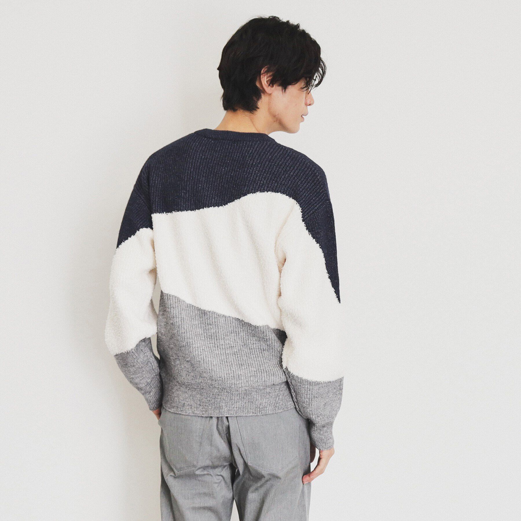 THE SHOP TK「フェザー切替ウェーブプルオーバー」|ニット・セーター|