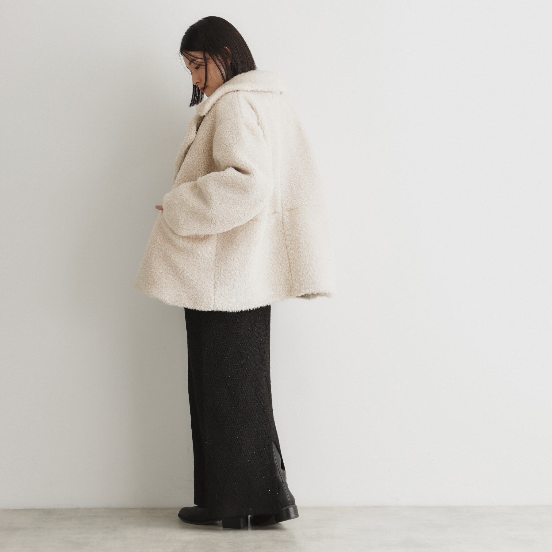 THE SHOP TK「マシュマロボア素材切替Ｐコート」|ピーコート|