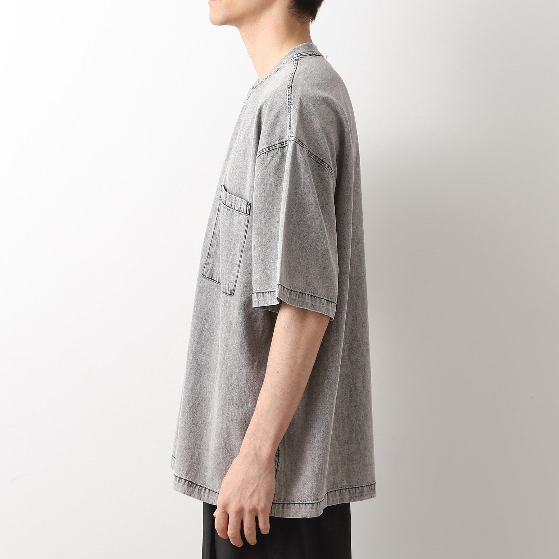 THE SHOP TK「ライトデニム半袖Tシャツ【洗濯機OK】」|Tシャツ・カットソー|