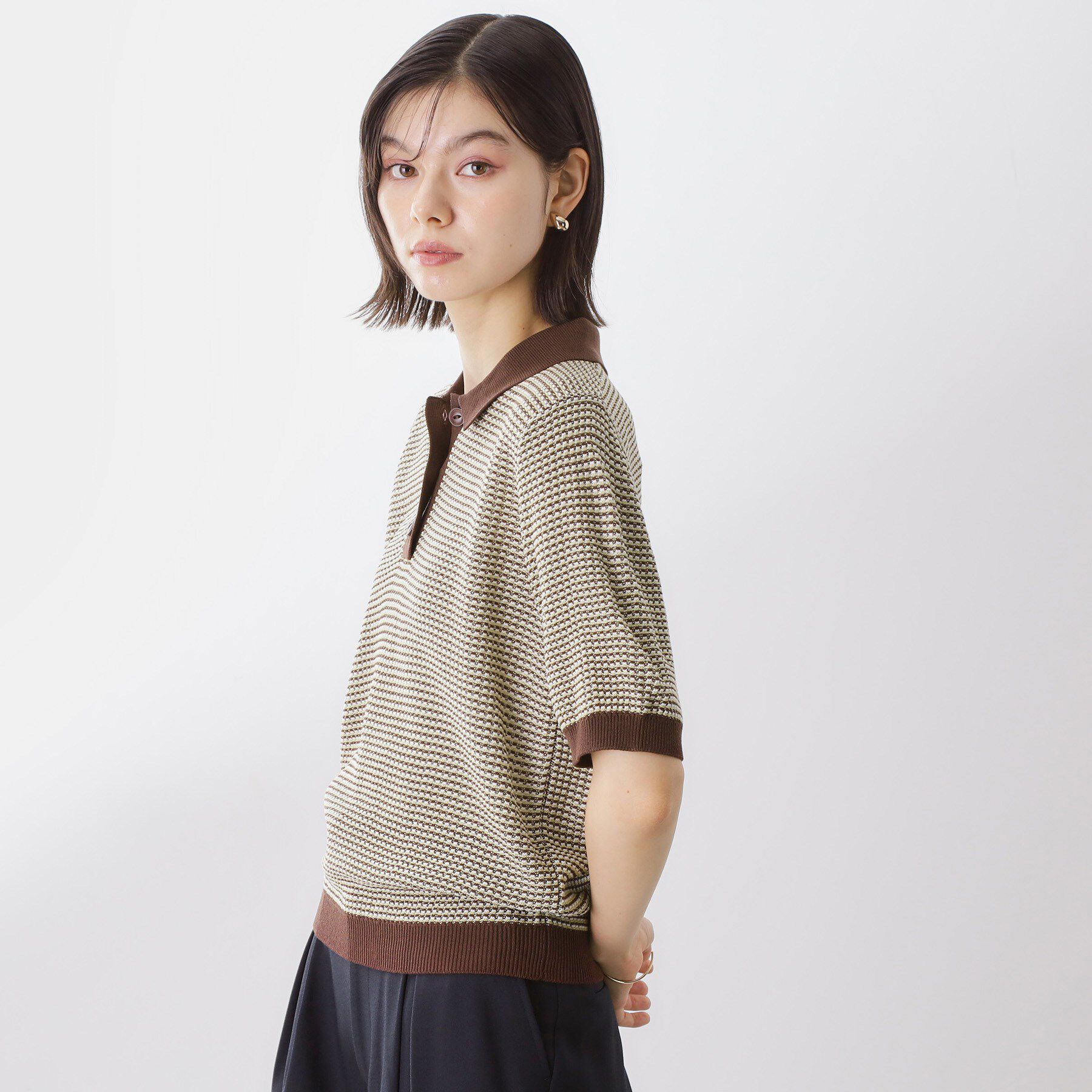 THE SHOP TK「【再入荷】柄アソートポロニットシャツ【洗濯機OK】」|ニット・セーター|