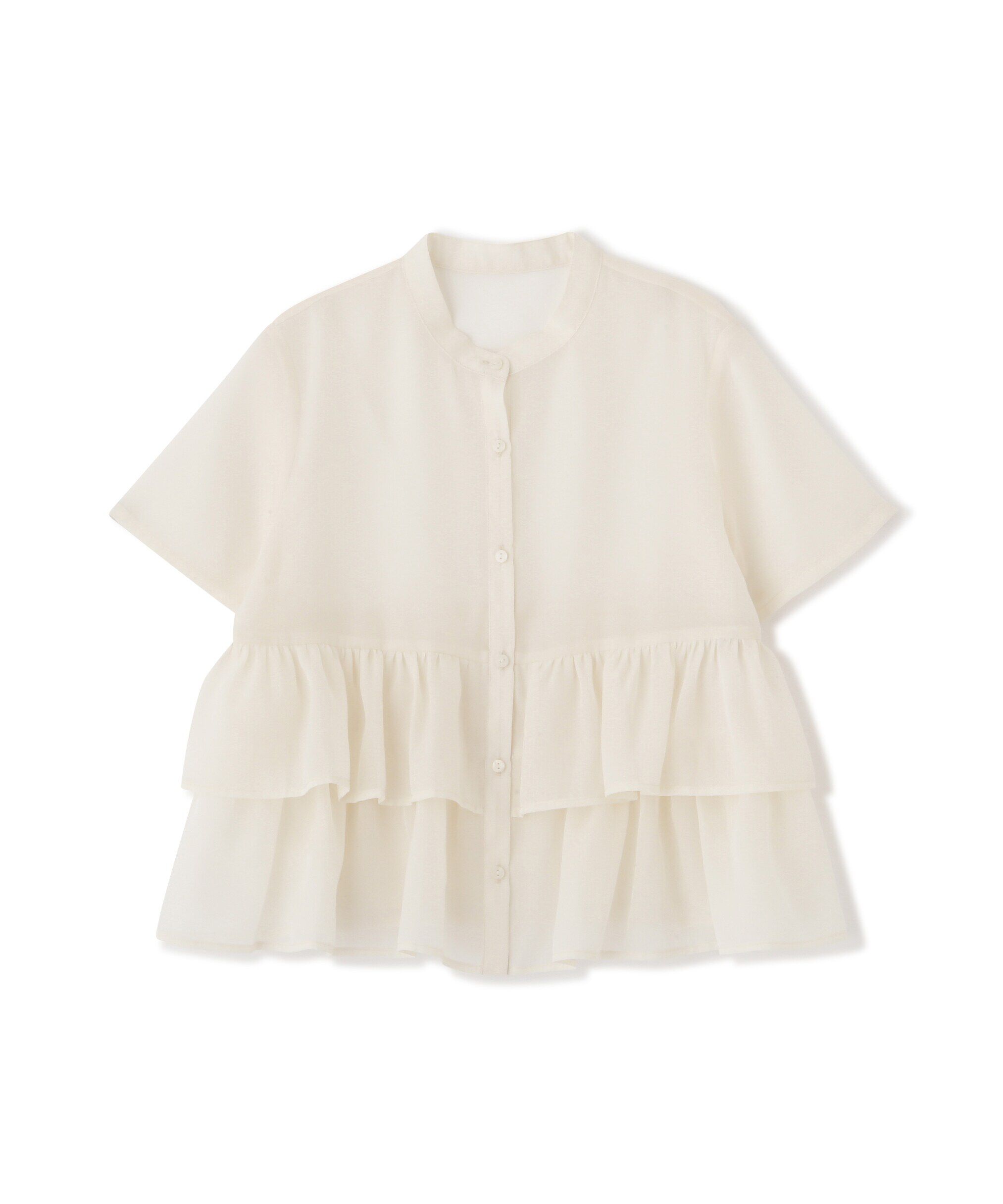  「シアーペプラムバンドカラーブラウス」|シャツ・ブラウス|