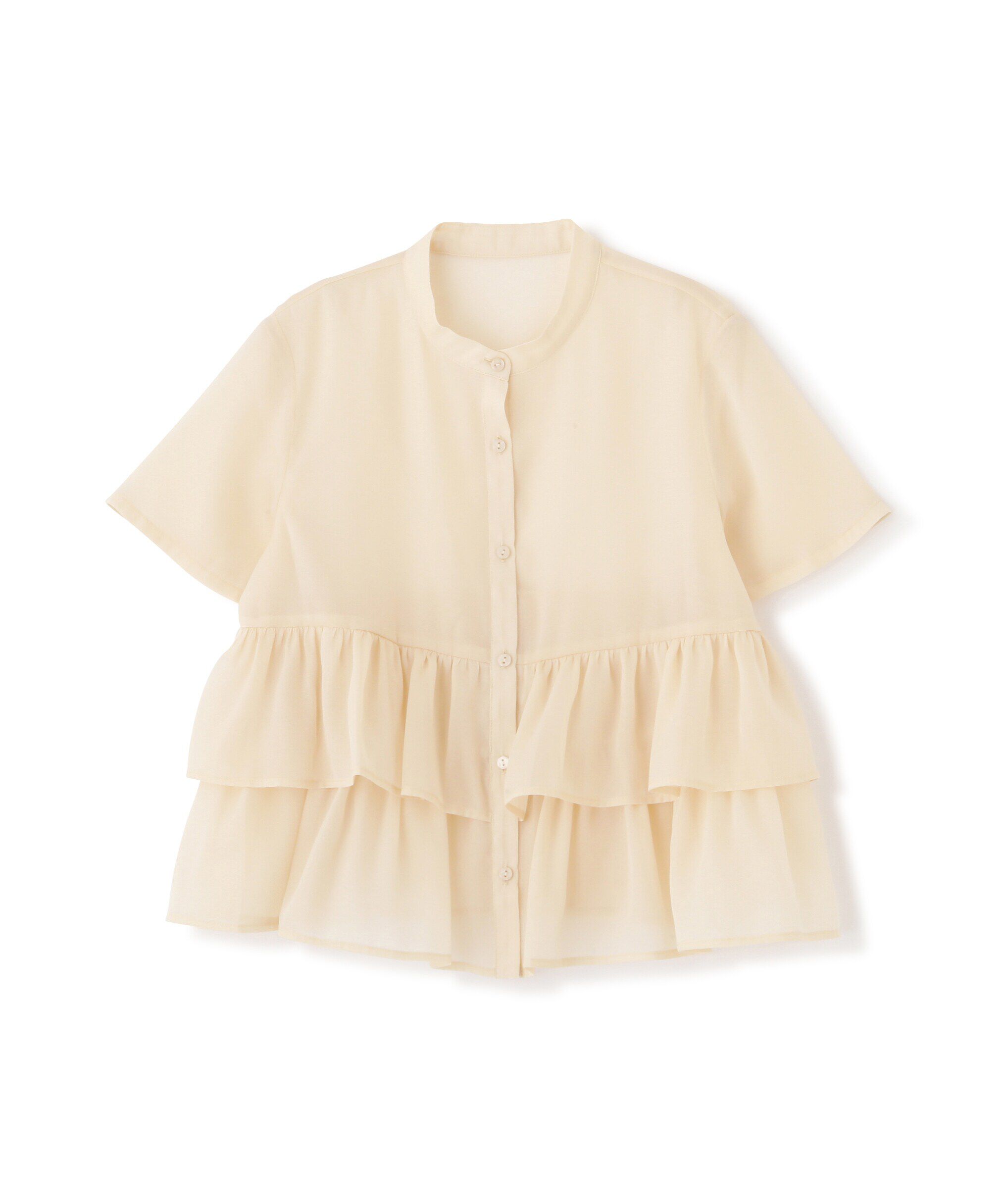  「シアーペプラムバンドカラーブラウス」|シャツ・ブラウス|