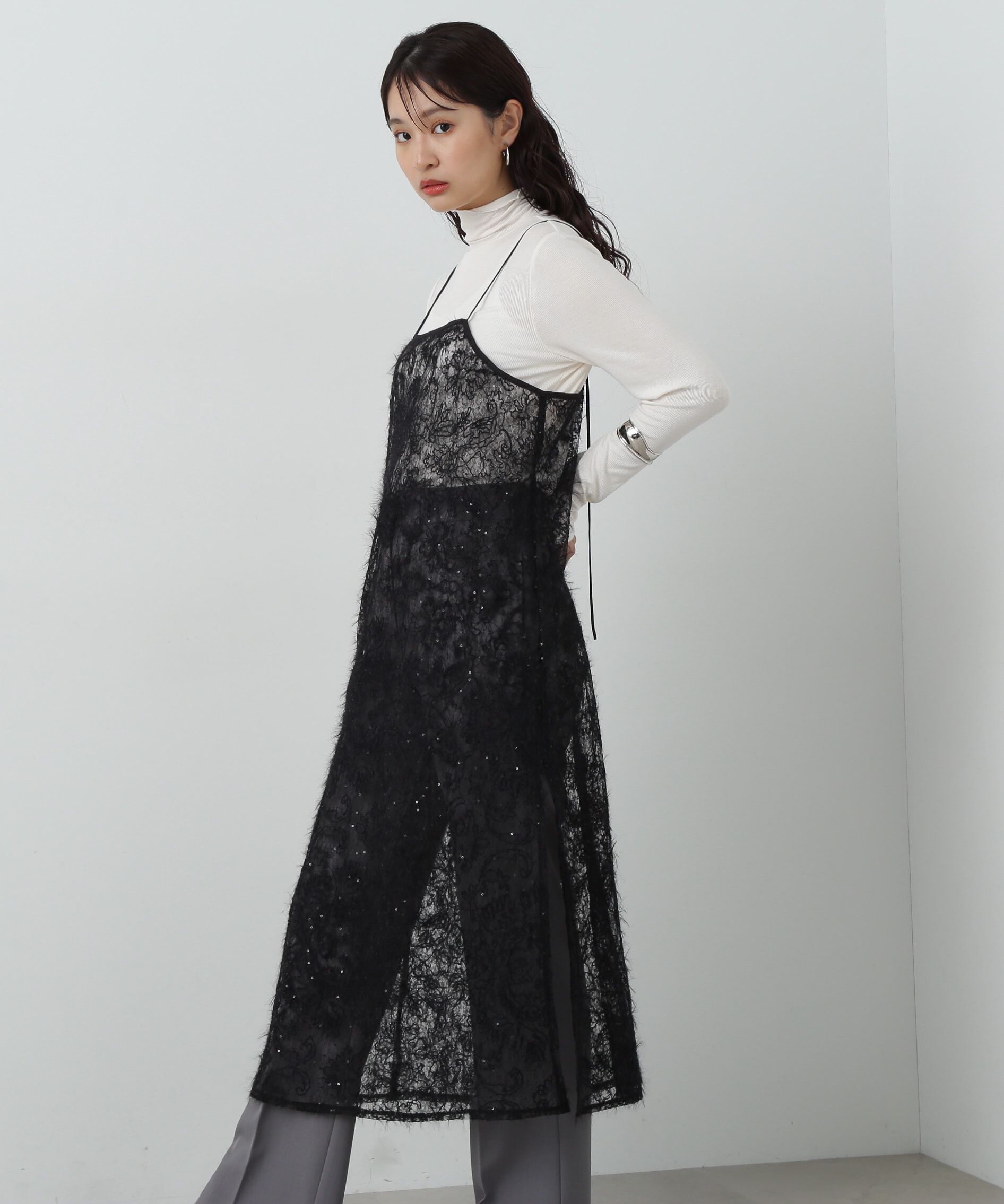  「スパンコールシアーキャミワンピース」|ワンピース|