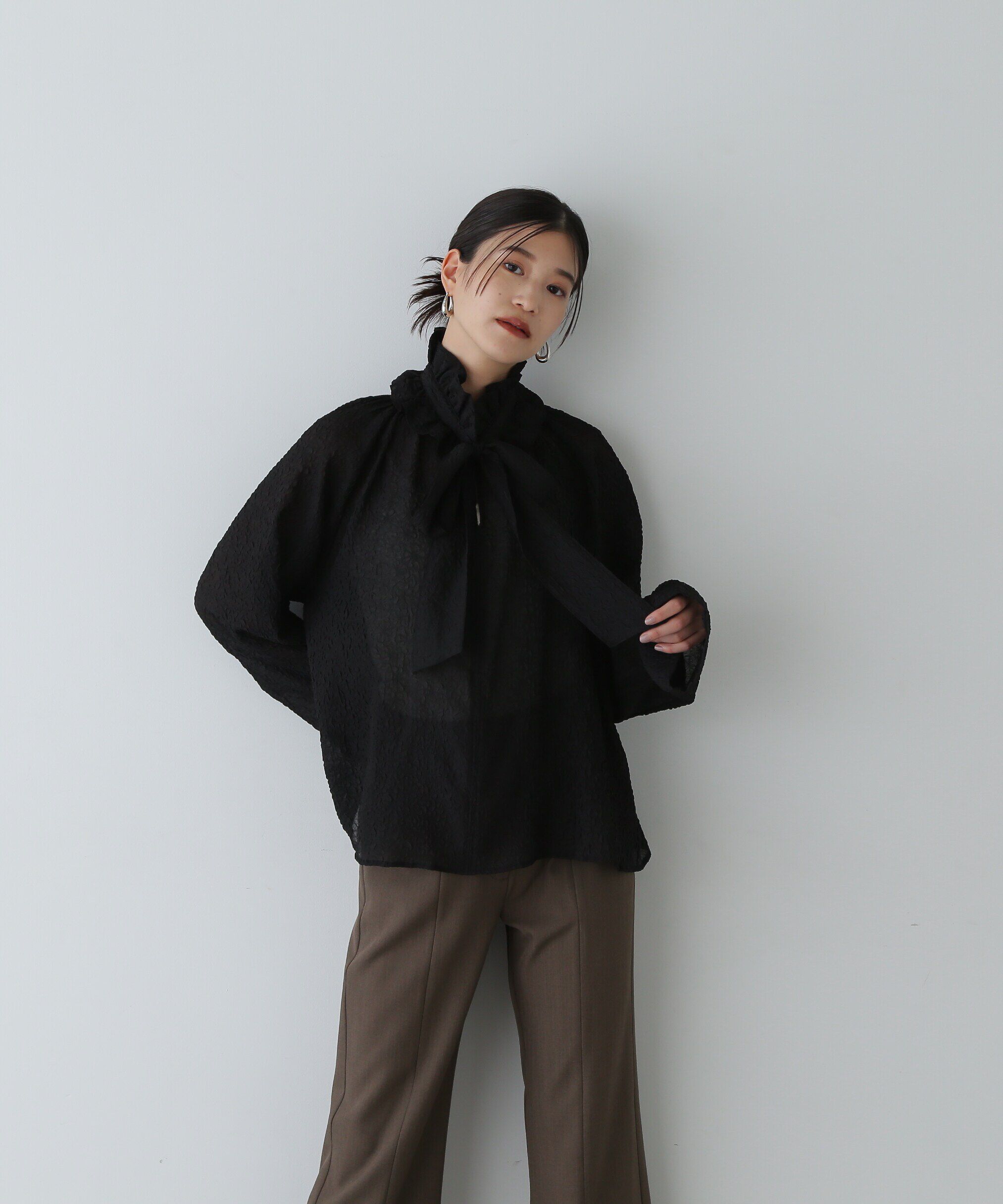  「2wayフリルネックブラウス」|シャツ・ブラウス|ブラック