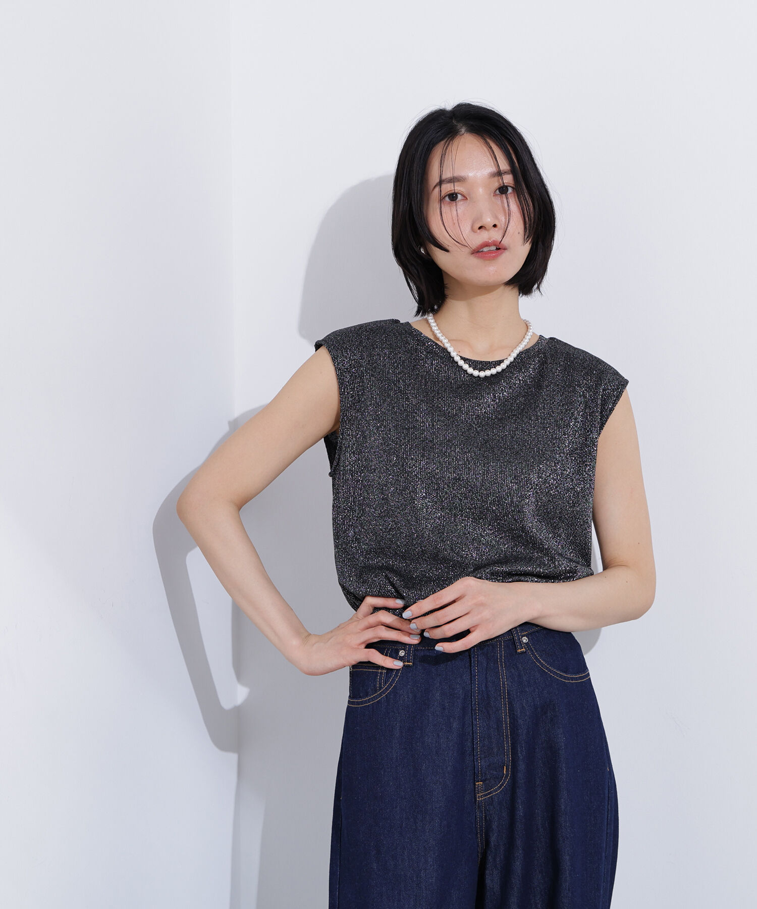  「フレンチスリーブラメカットソー」|Tシャツ・カットソー|