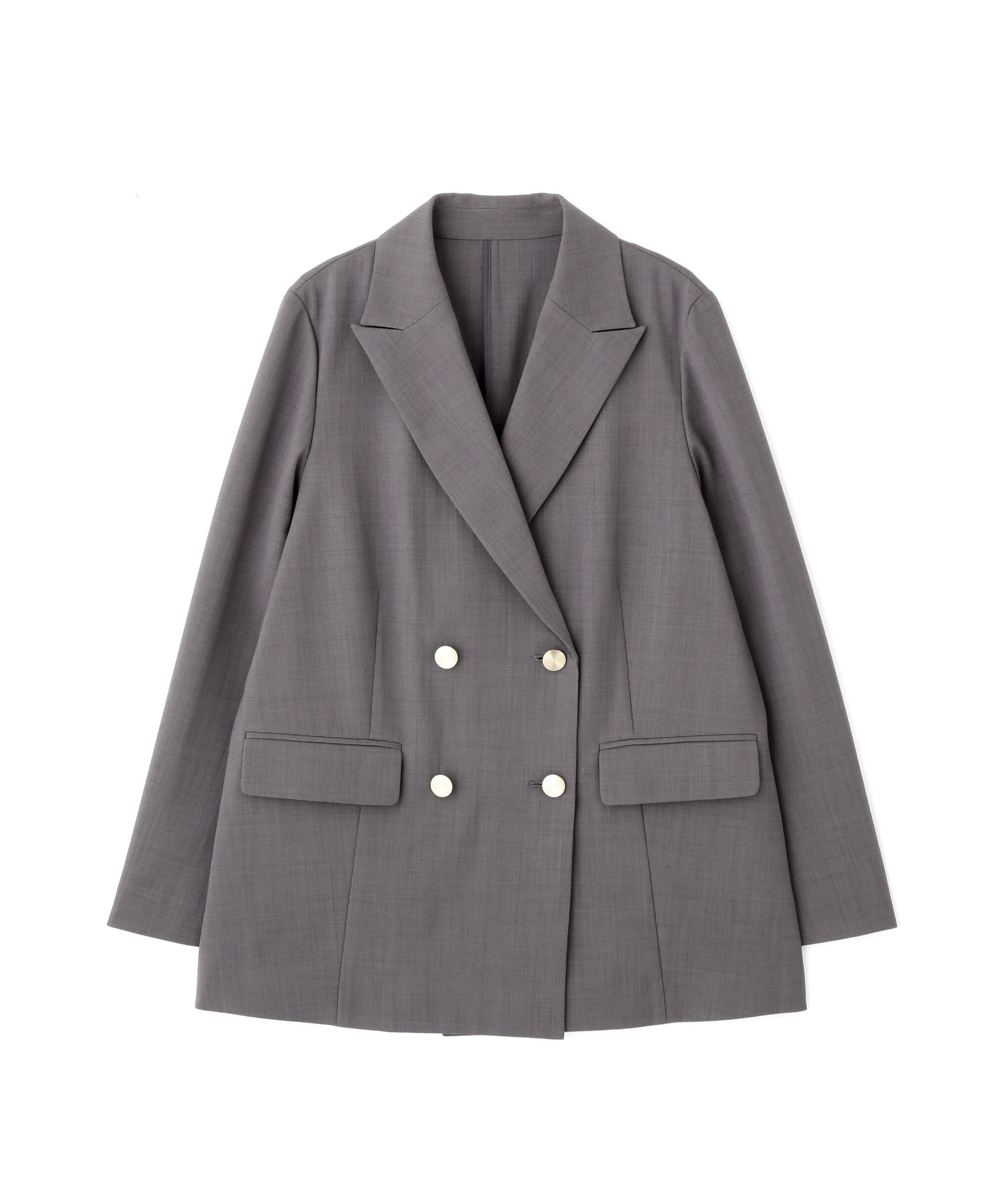  「リネンライクダブルブレストボクシージャケット」|ブルゾン・スタジャン|