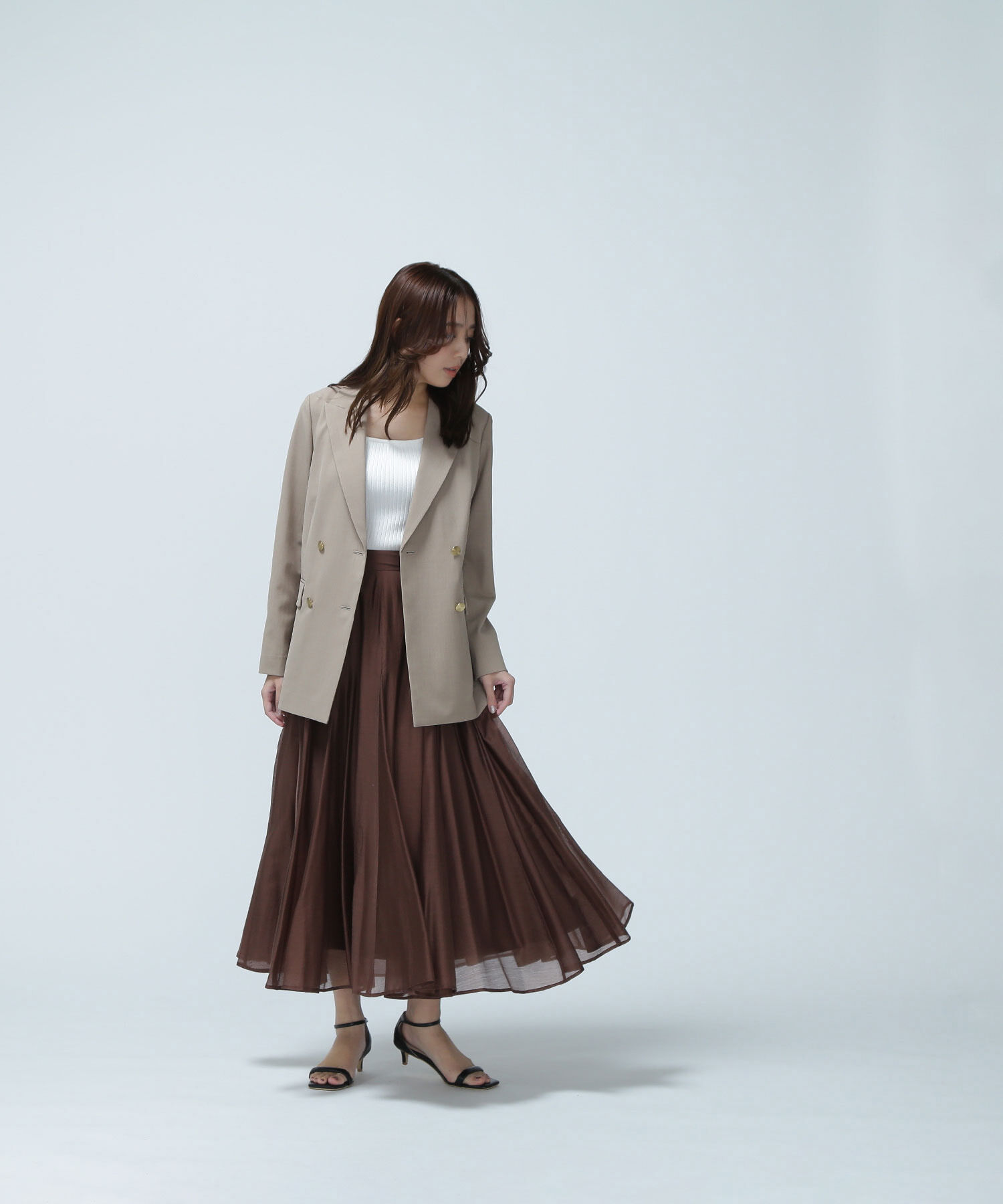  「リネンライクダブルブレストボクシージャケット」|ブルゾン・スタジャン|