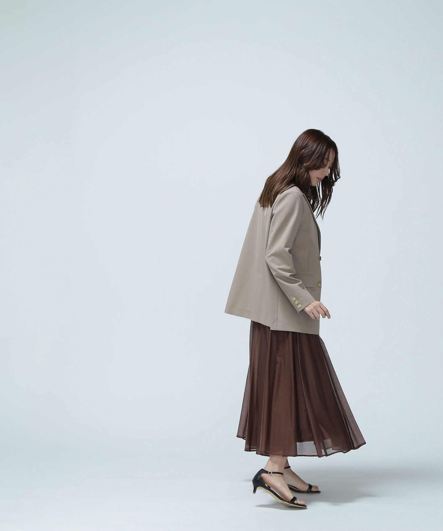  「リネンライクダブルブレストボクシージャケット」|ブルゾン・スタジャン|