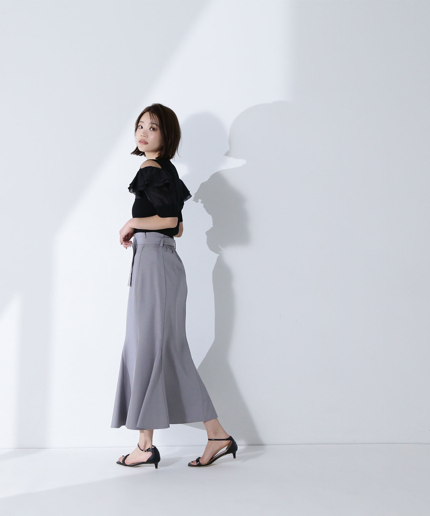  「ラッフルスリーブドッキングニット」|ニット・セーター|