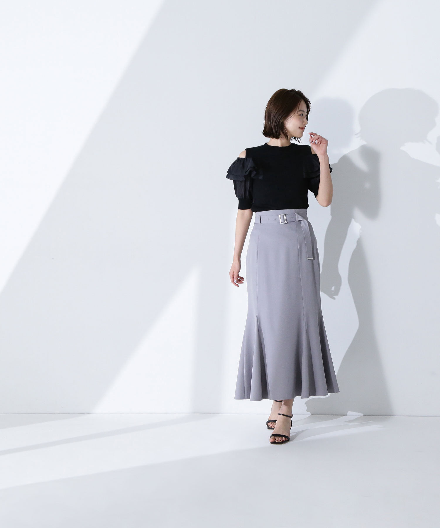  「ラッフルスリーブドッキングニット」|ニット・セーター|