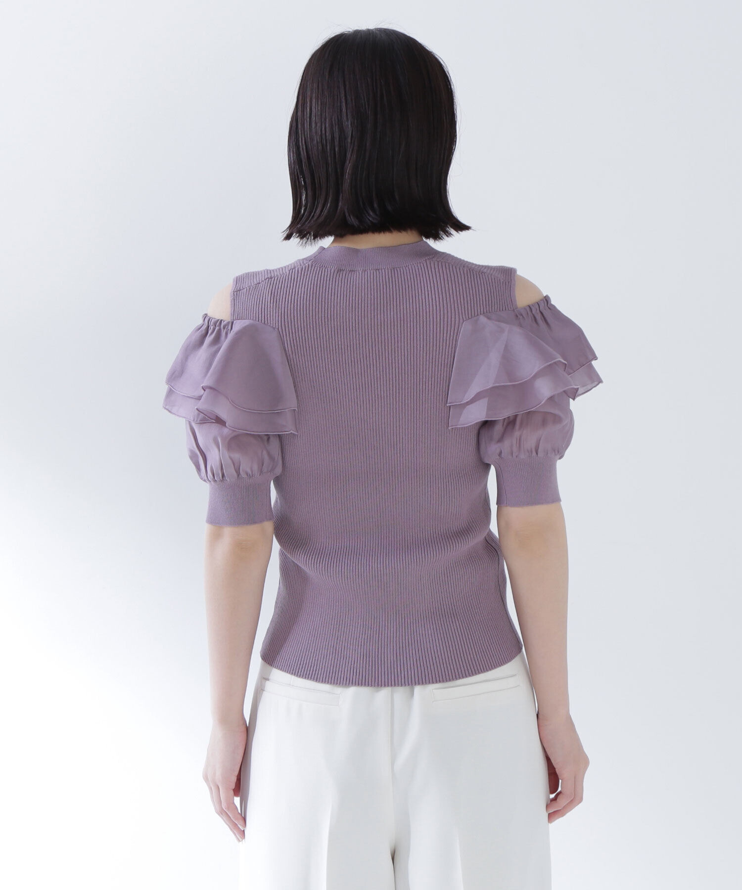  「ラッフルスリーブドッキングニット」|ニット・セーター|