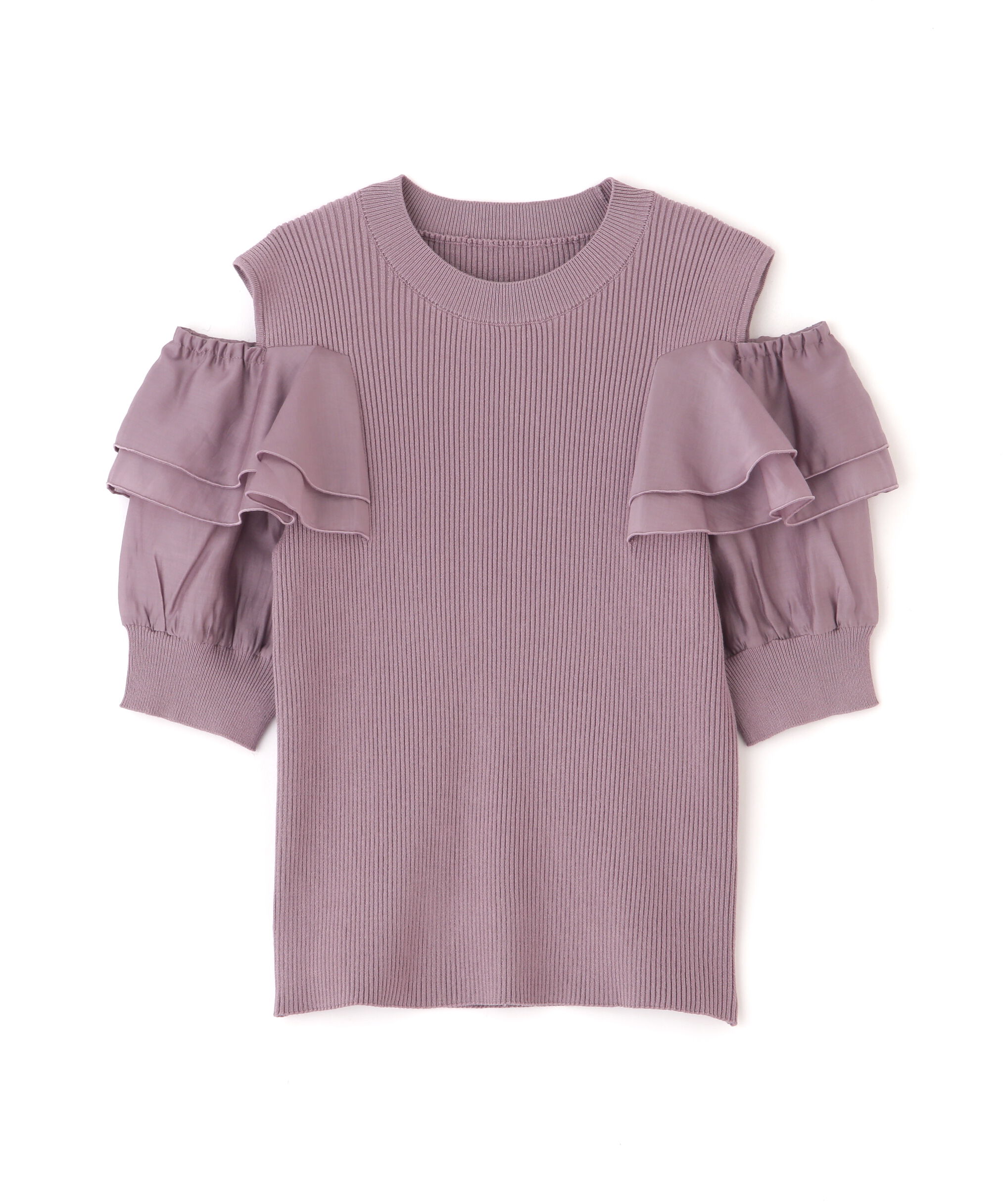  「ラッフルスリーブドッキングニット」|ニット・セーター|