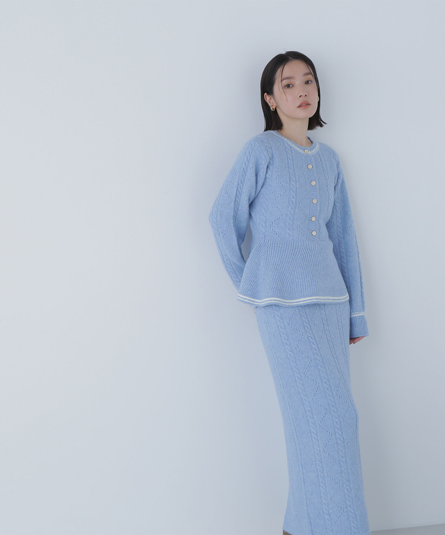  「ペプラムケーブルニットセットアップ」|ワンピース|