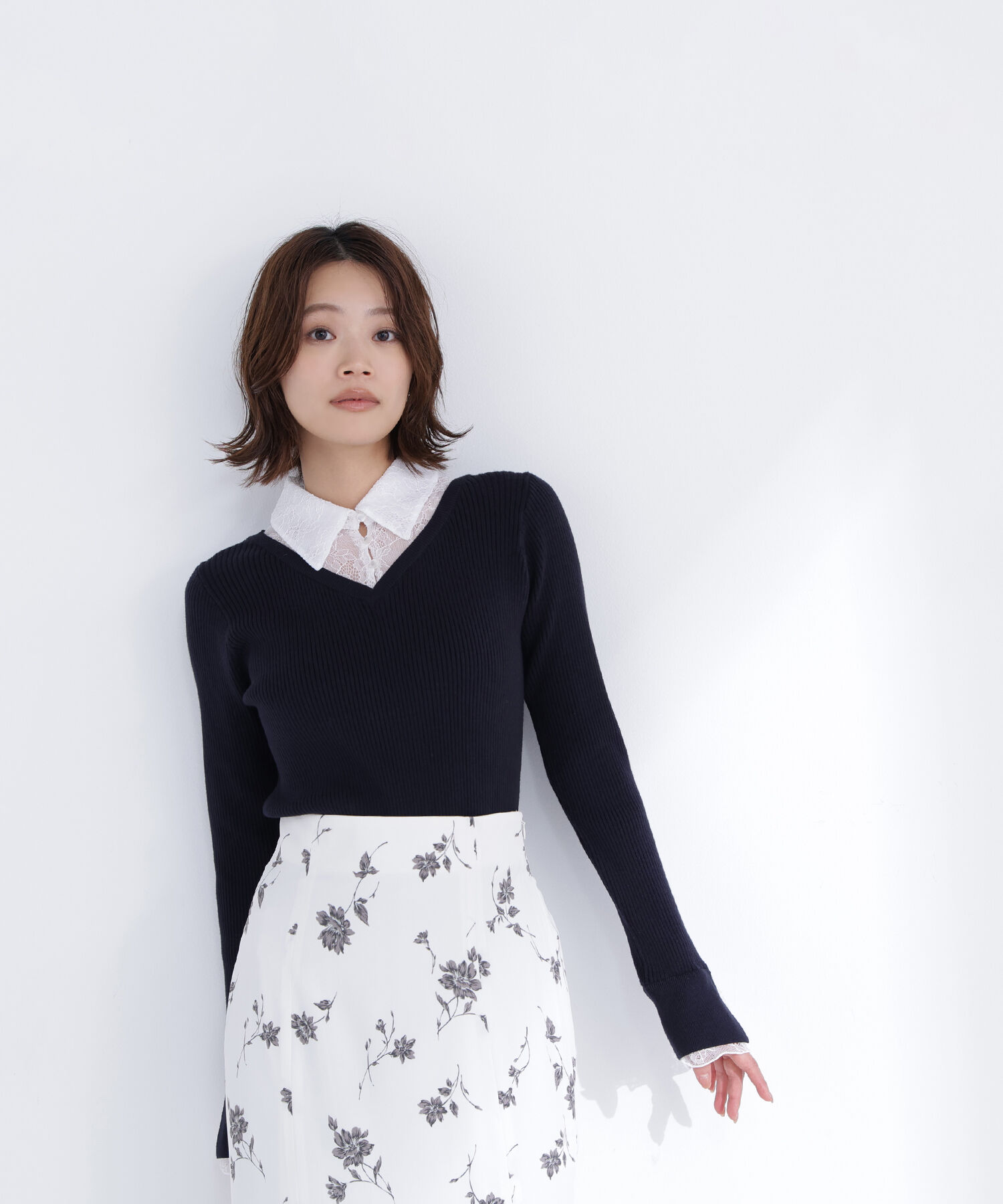  「レースカラードッキングニット」|ニット・セーター|