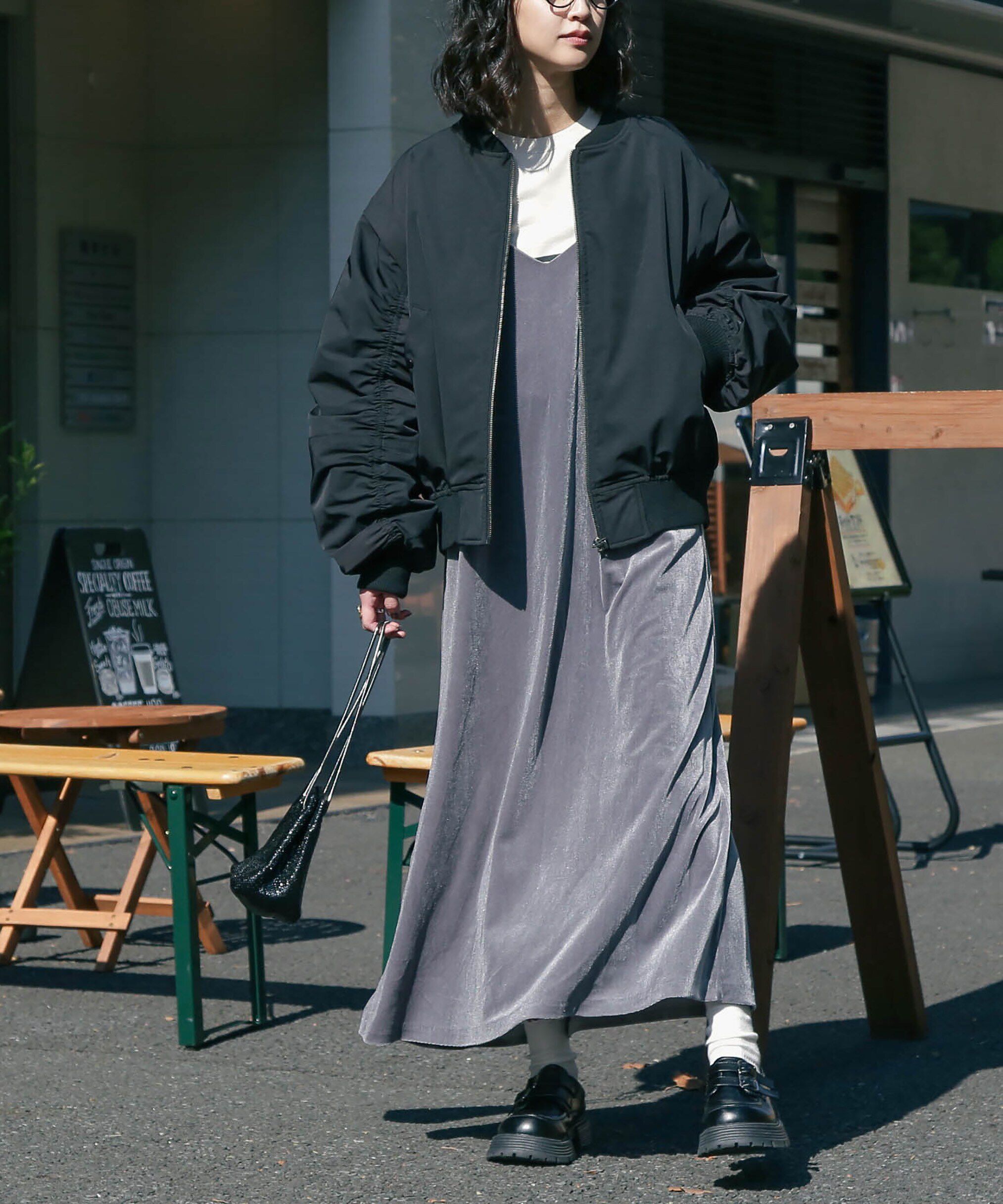  「ナローベロアVネックキャミワンピース」|ワンピース|