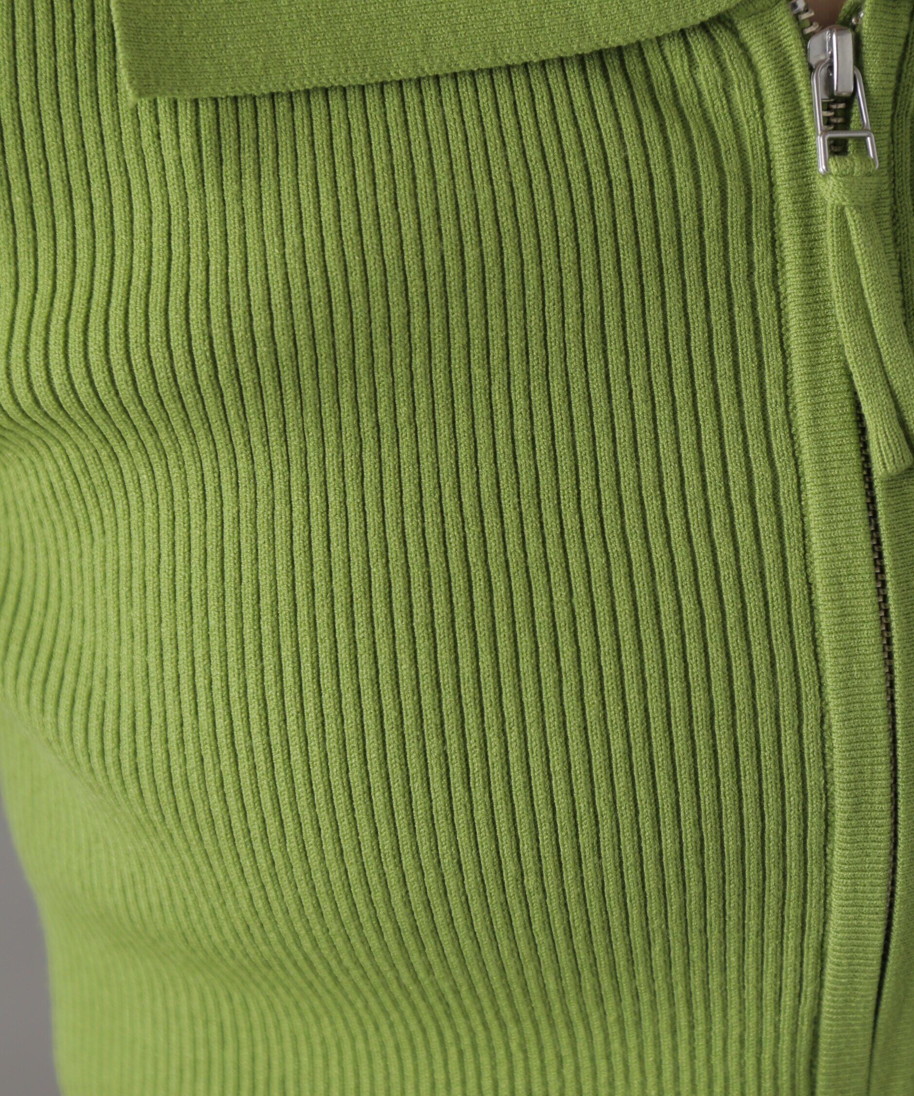  「ジップアップ半袖リブニット」|ニット・セーター|