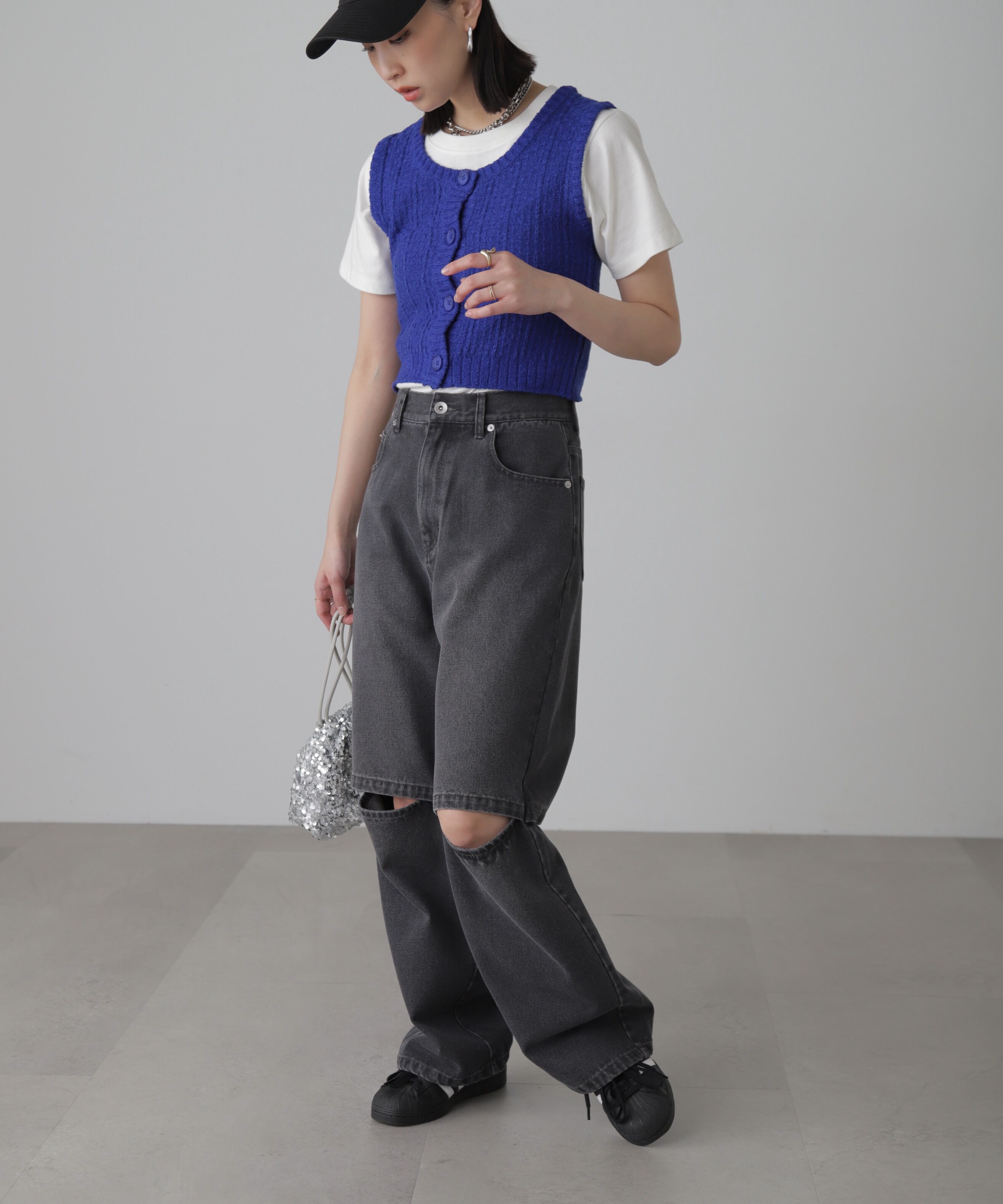  「[低身長サイズ/Sシリーズ]ニーオープンストレートデニムパンツ」|その他|