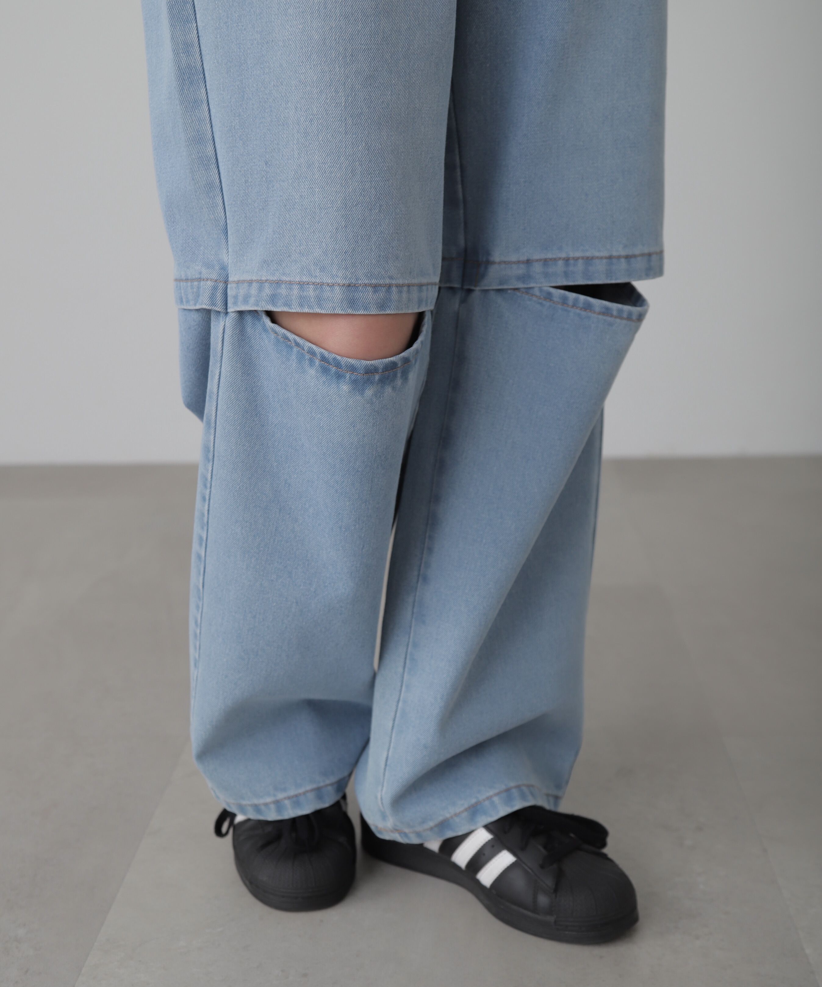  「[低身長サイズ/Sシリーズ]ニーオープンストレートデニムパンツ」|その他|