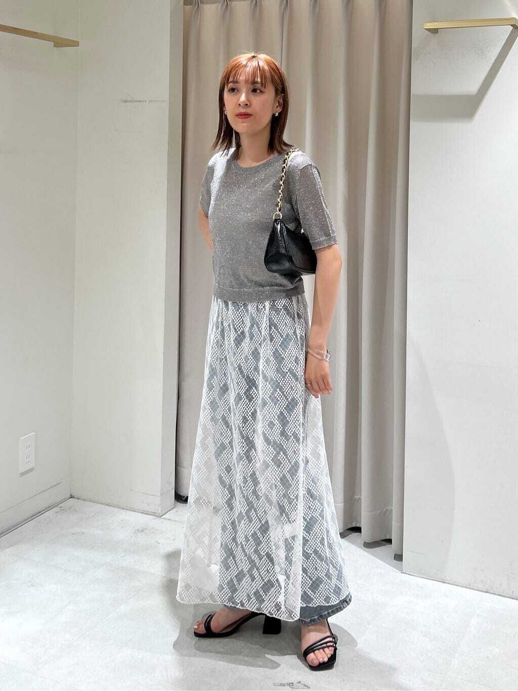  「コンパクトラメシアー半袖ニット」|ニット・セーター|