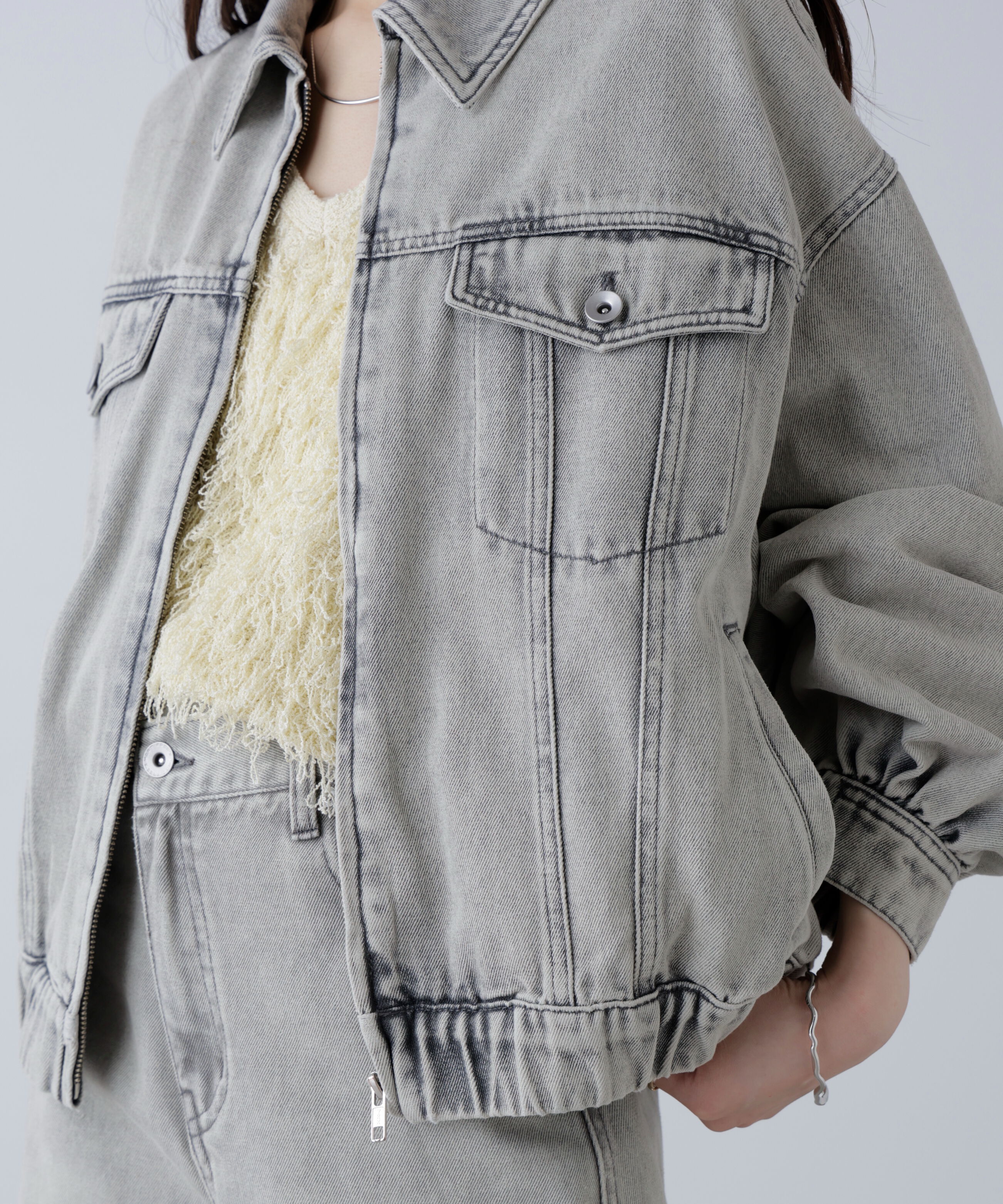  「オーバーサイズデニムジャケット」|ブルゾン・スタジャン|