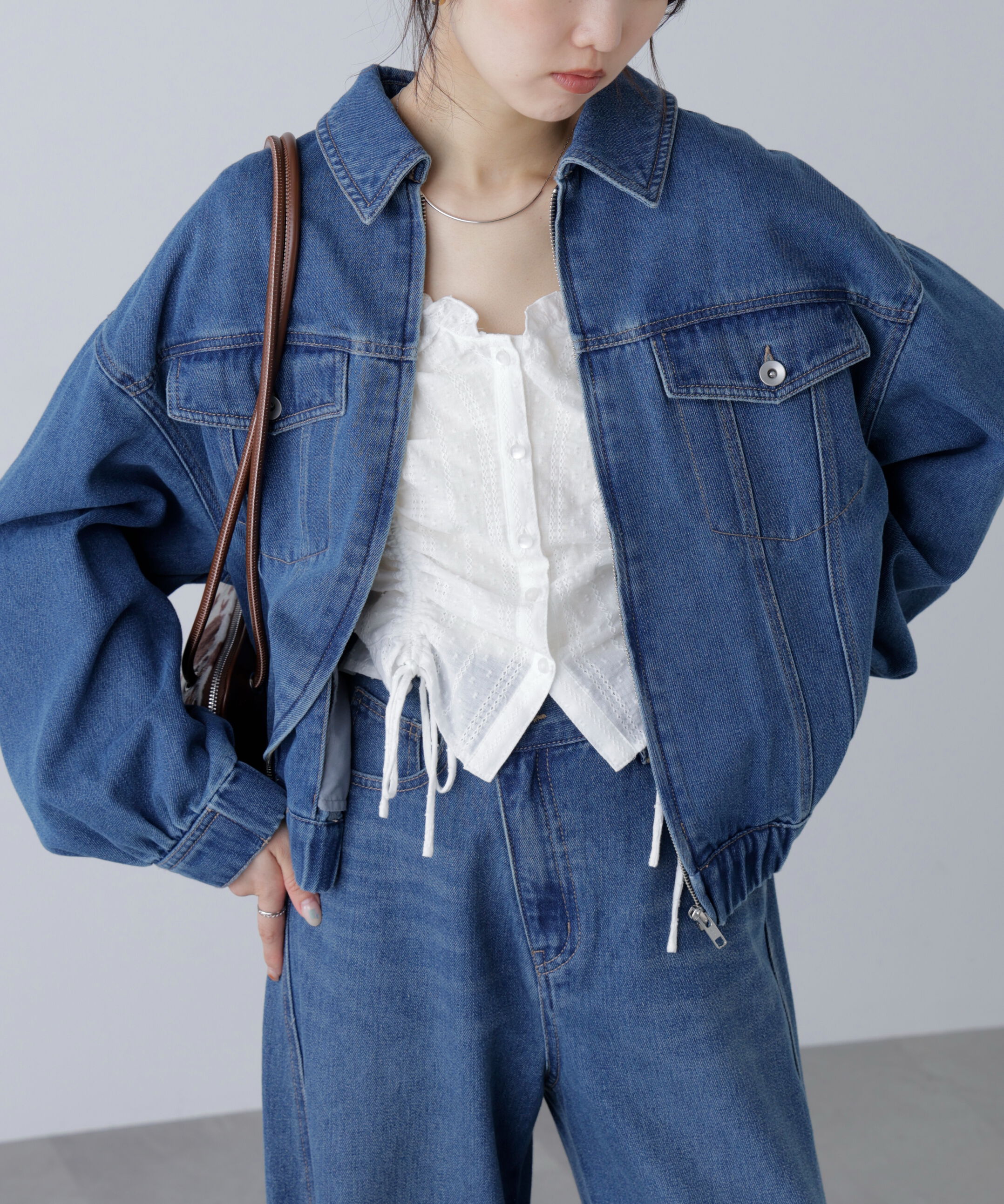  「オーバーサイズデニムジャケット」|ブルゾン・スタジャン|