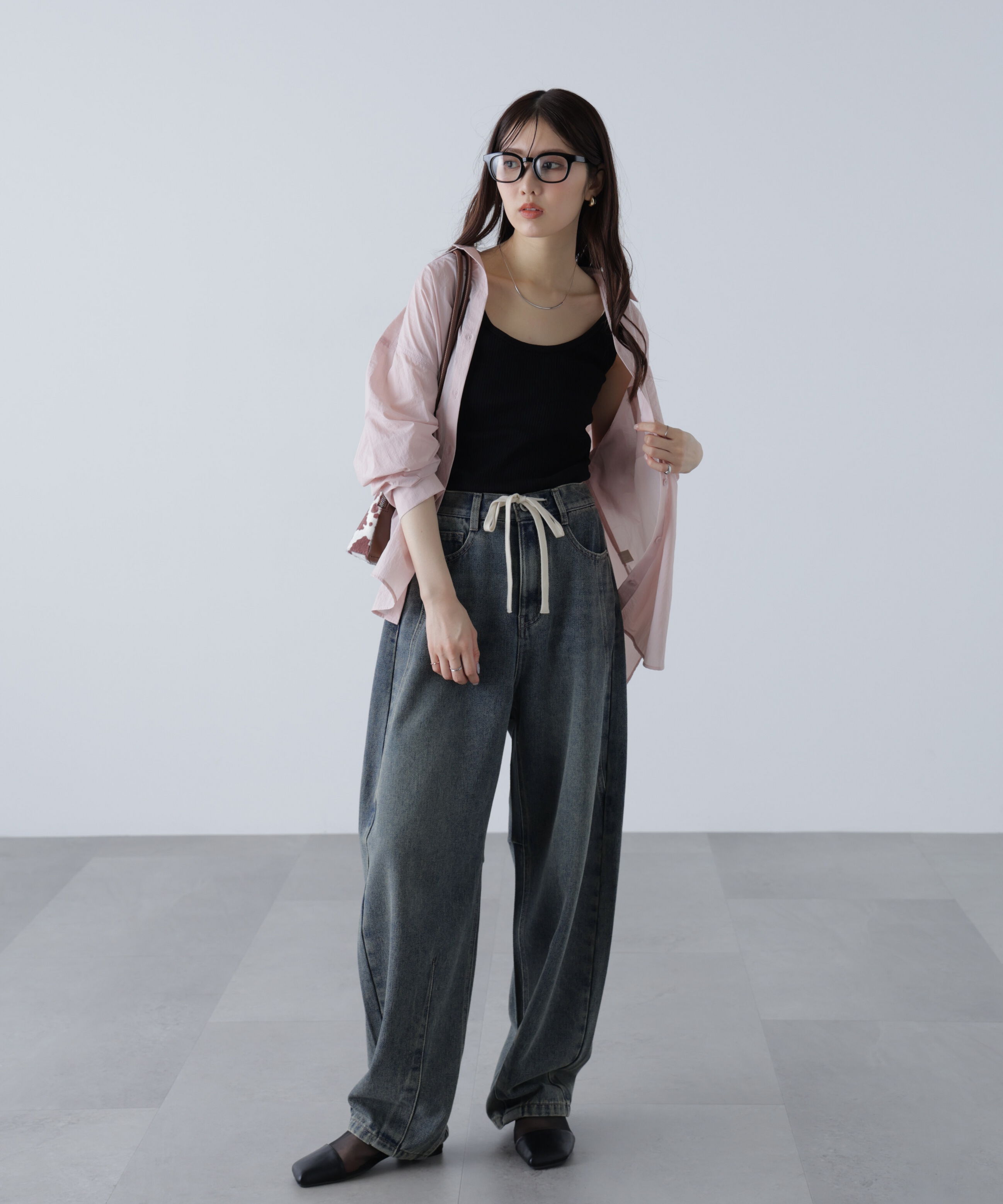  「ドロストバレルレッグデニムパンツ」|その他|