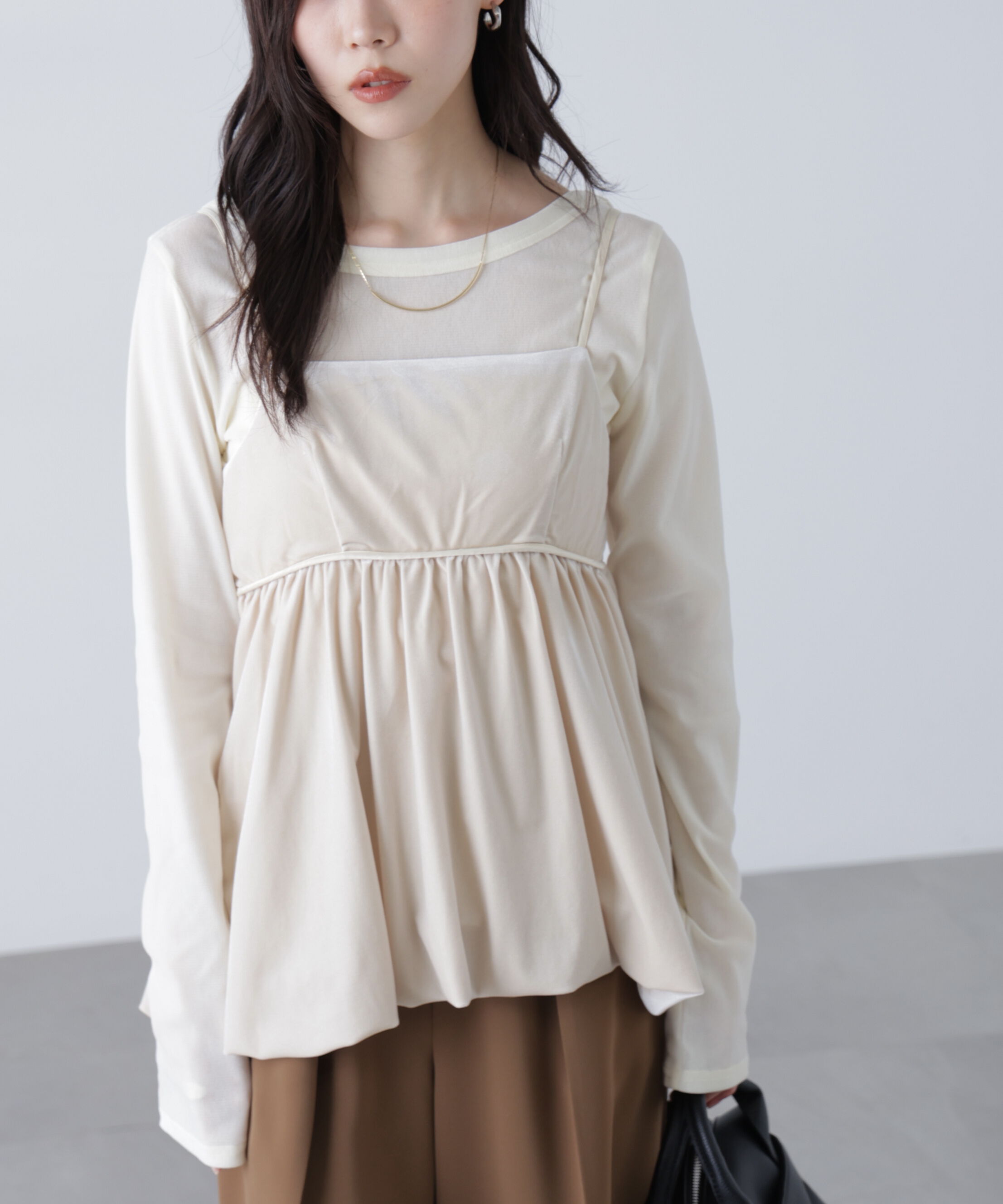  「ベロアバルーンチュニックブラウス」|シャツ・ブラウス|