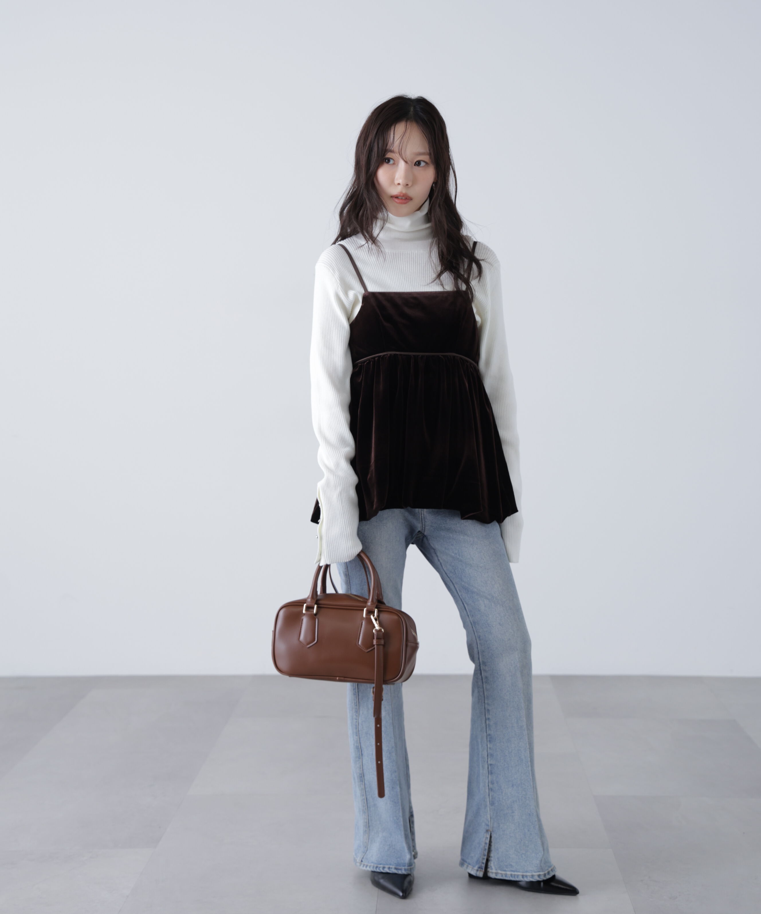  「ベロアバルーンチュニックブラウス」|シャツ・ブラウス|