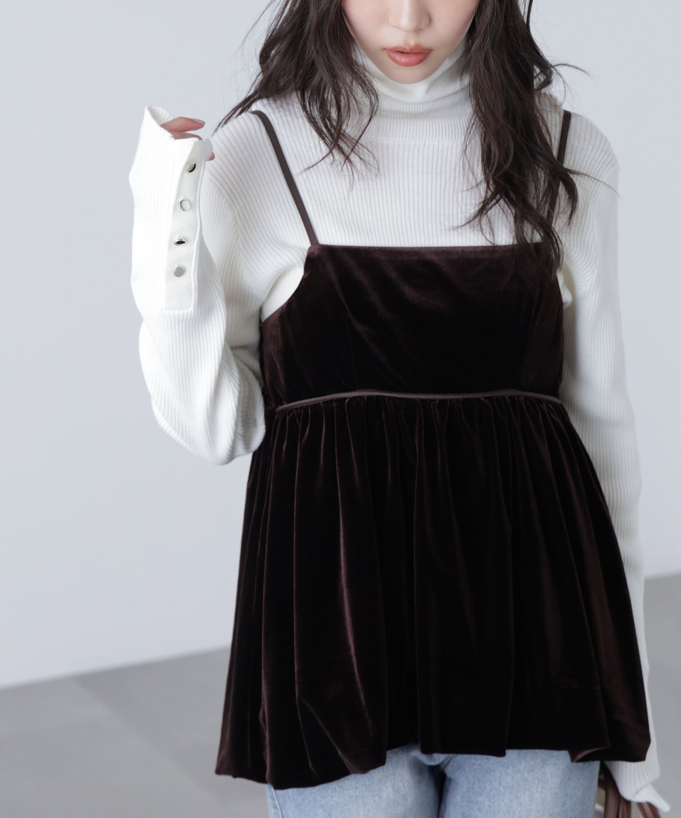  「ベロアバルーンチュニックブラウス」|シャツ・ブラウス|