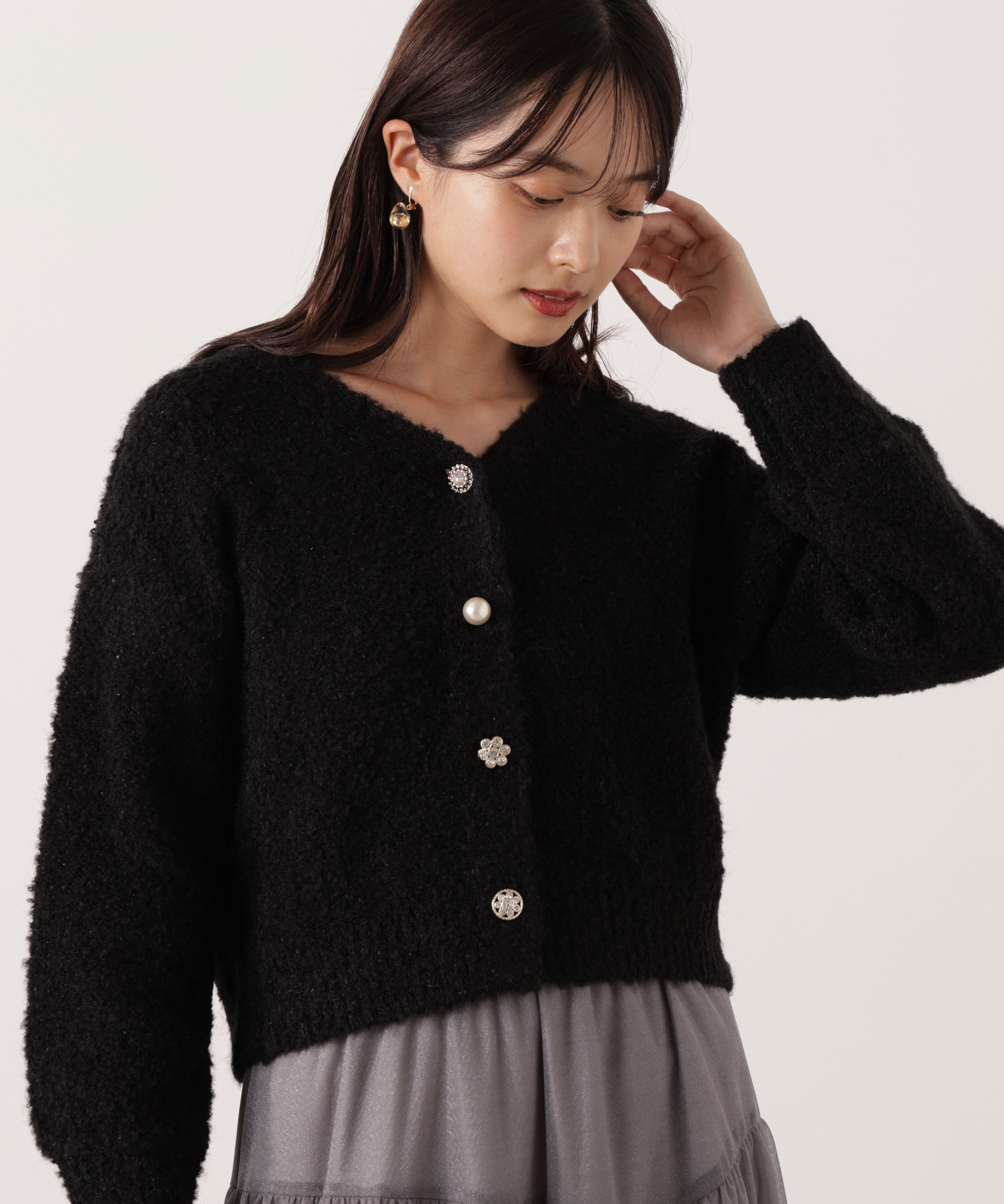 PROPORTION BODY DRESSING「《EDIT COLOGNE》ファンシーヤーンビジューカディガン 25AW」|カーディガン|