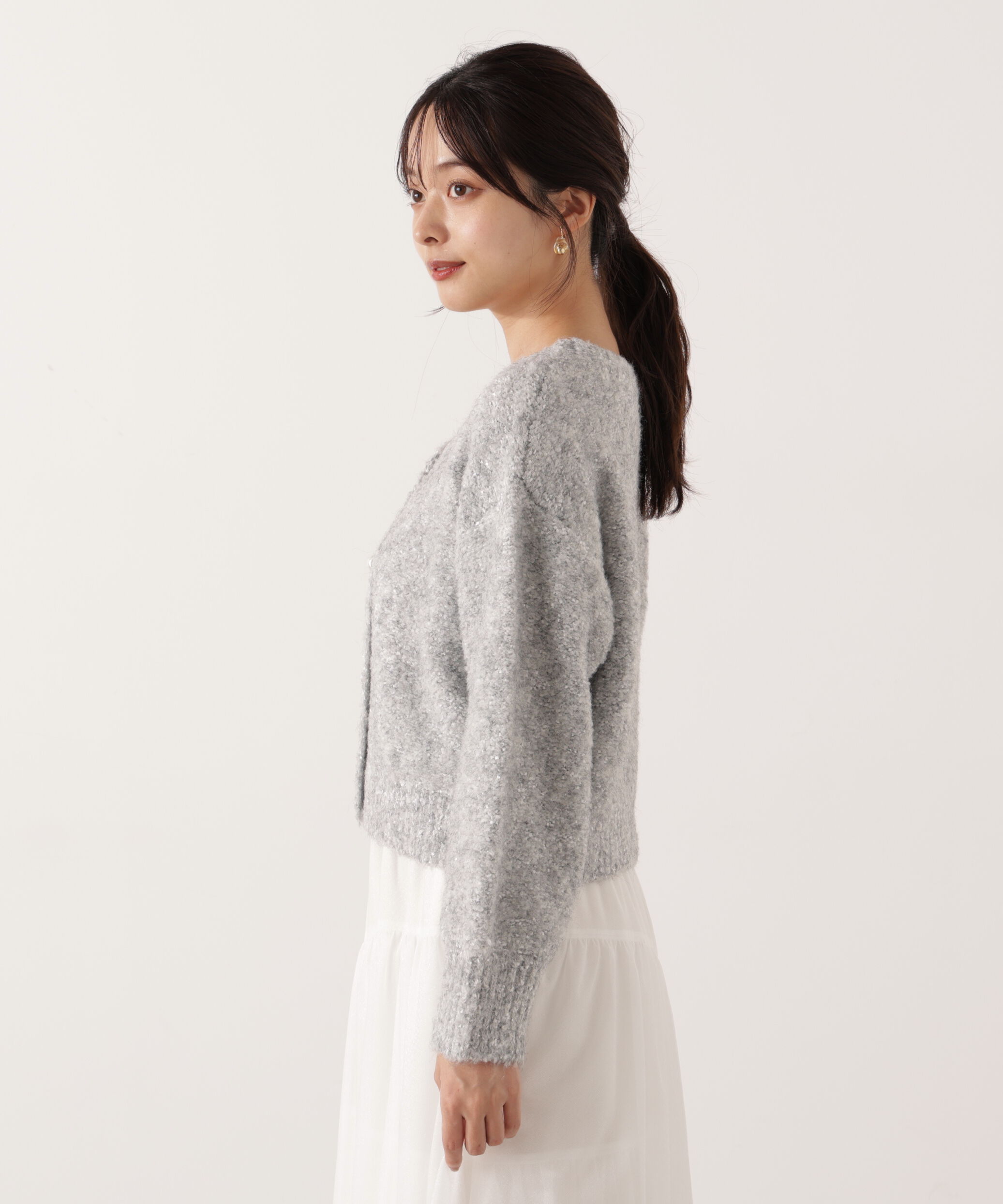 PROPORTION BODY DRESSING「《EDIT COLOGNE》ファンシーヤーンビジューカディガン 25AW」|カーディガン|