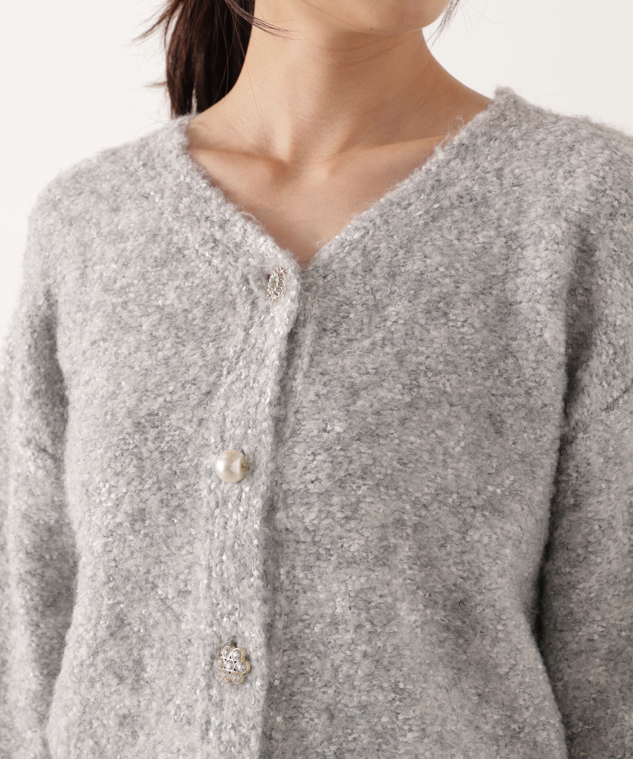 PROPORTION BODY DRESSING「《EDIT COLOGNE》ファンシーヤーンビジューカディガン 25AW」|カーディガン|