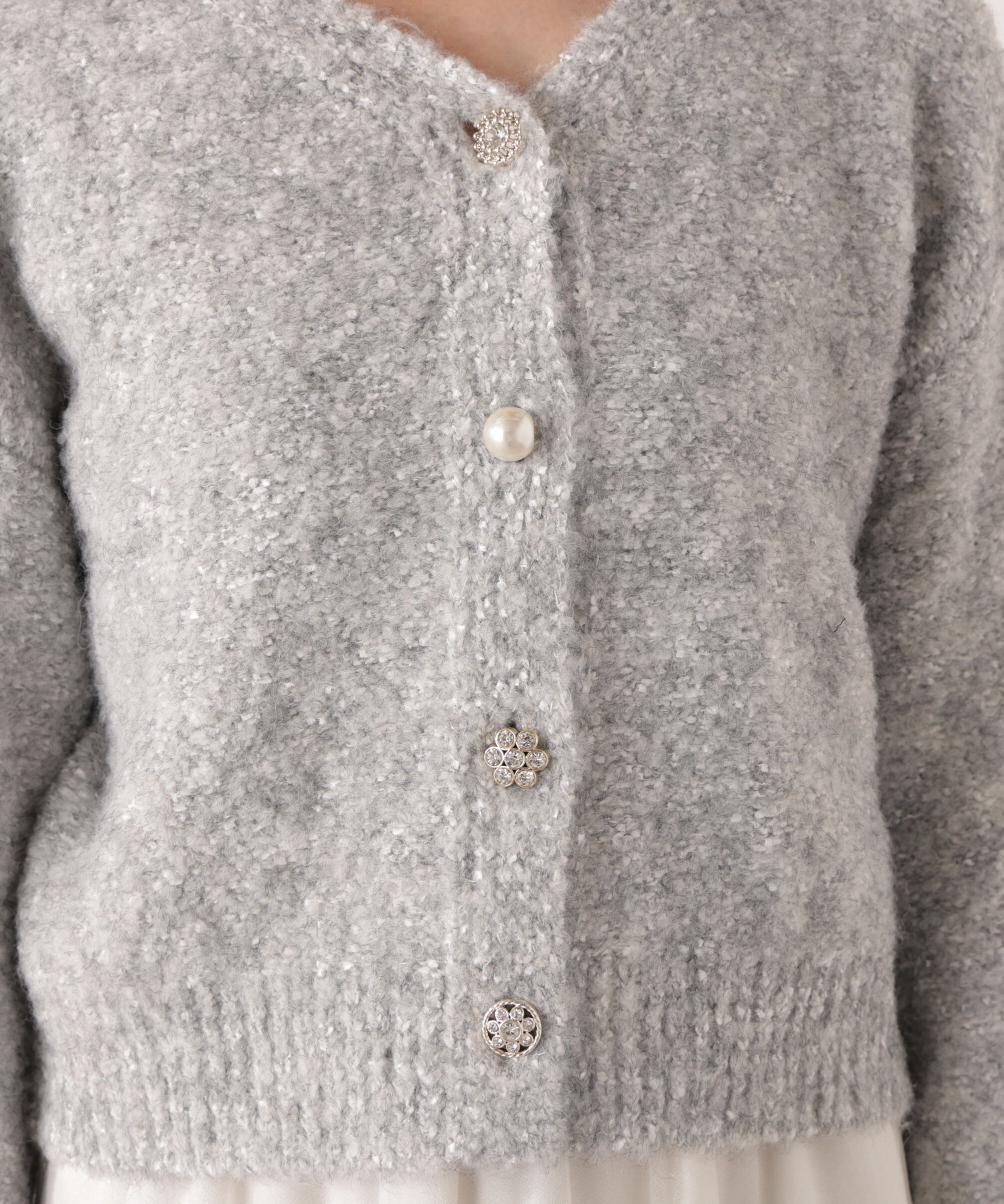 PROPORTION BODY DRESSING「《EDIT COLOGNE》ファンシーヤーンビジューカディガン 25AW」|カーディガン|