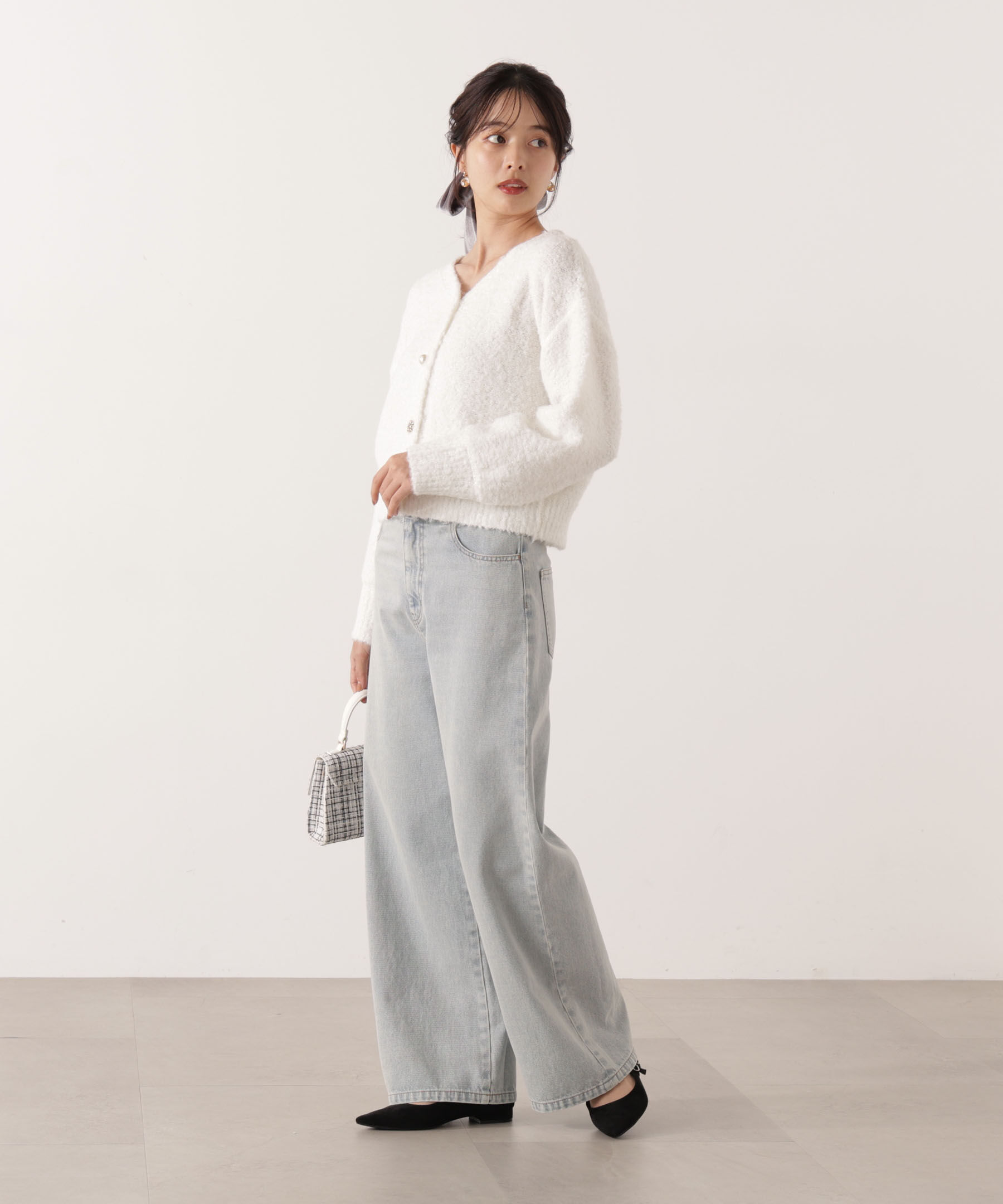 PROPORTION BODY DRESSING「《EDIT COLOGNE》ファンシーヤーンビジューカディガン 25AW」|カーディガン|