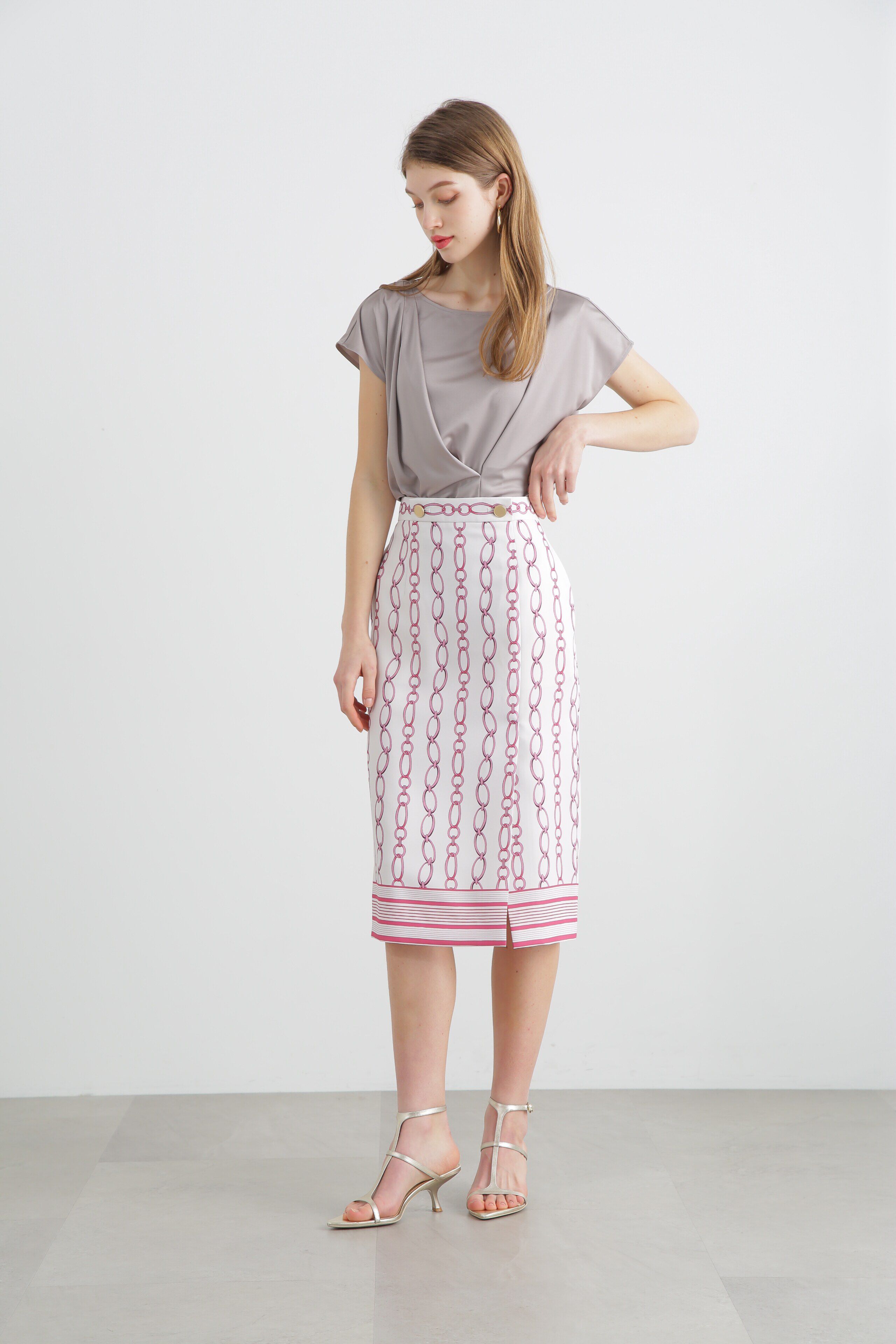  「◆チェーンプリントタイトスカート」|スカート|