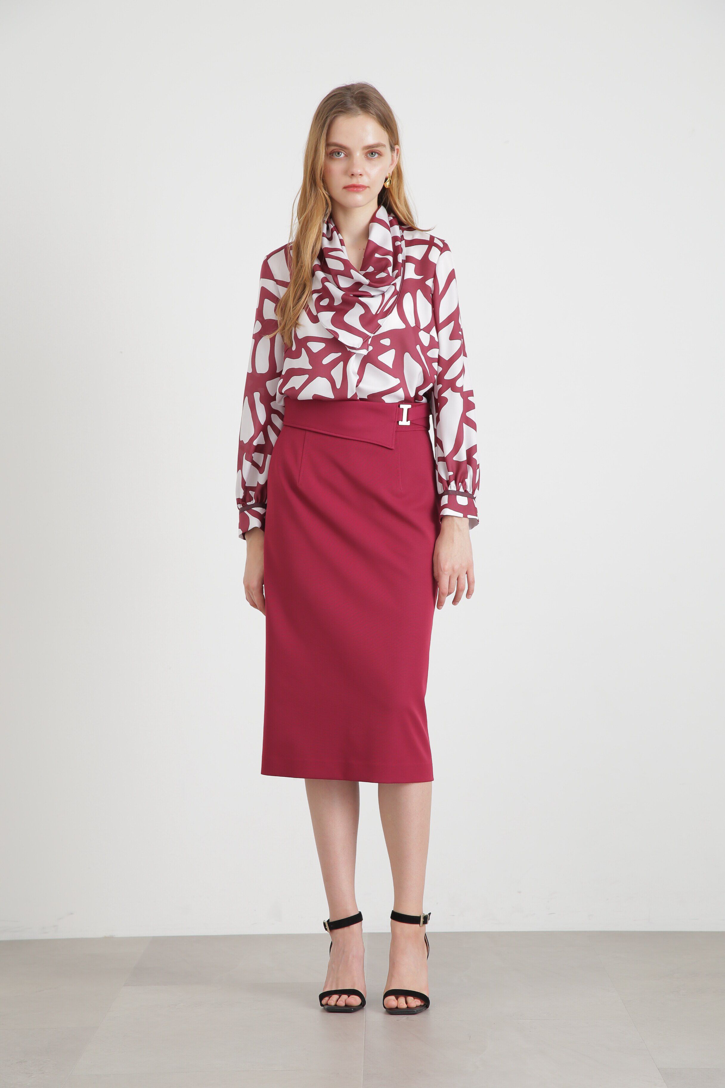  「◆モダンジオメトリックプリントブラウス」|シャツ・ブラウス|