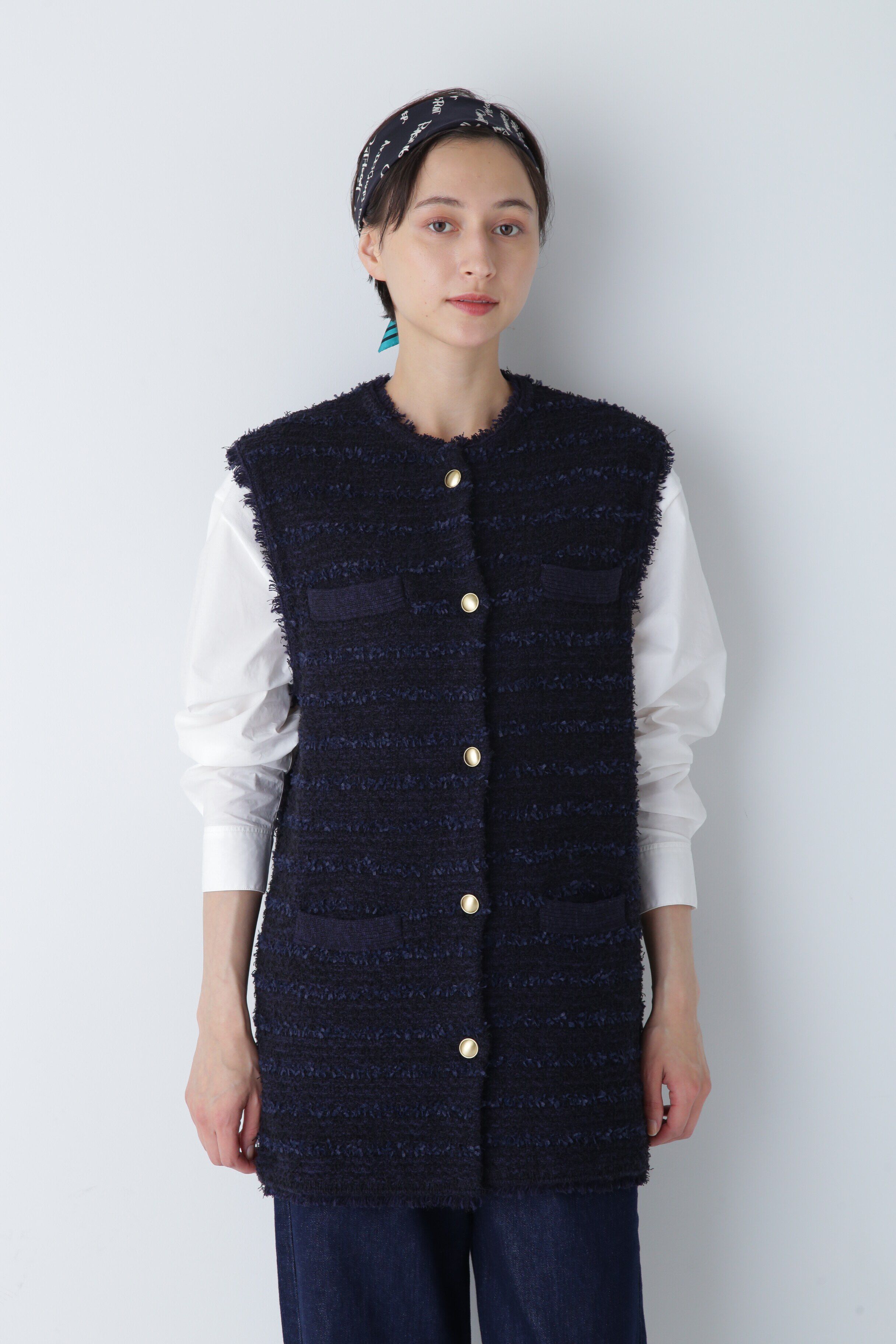  「◆ミックスツイードニットジレ」|ニット・セーター|