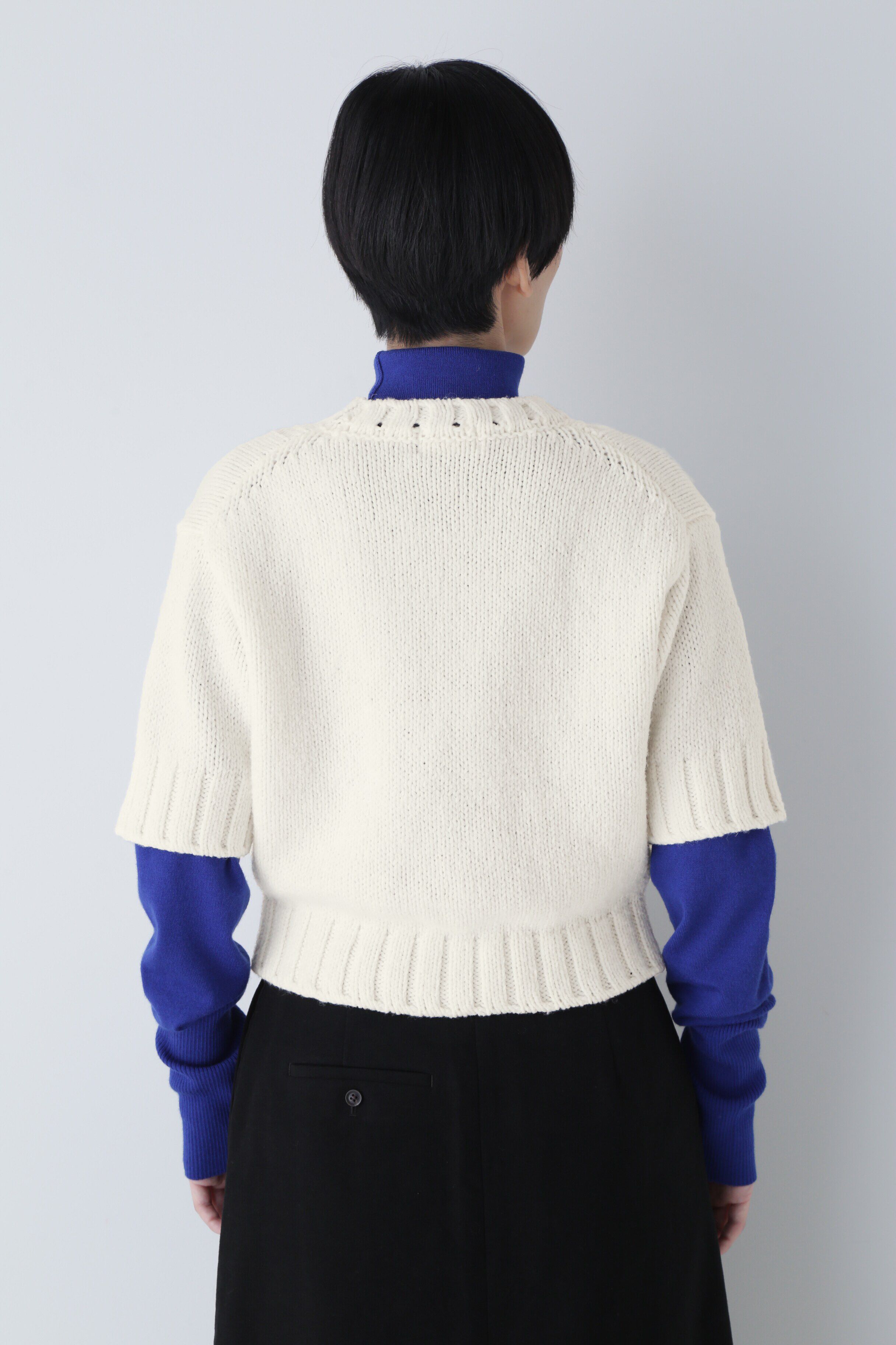  「◆ハーフスリーブ　ブークレニットプルオーバー」|ニット・セーター|